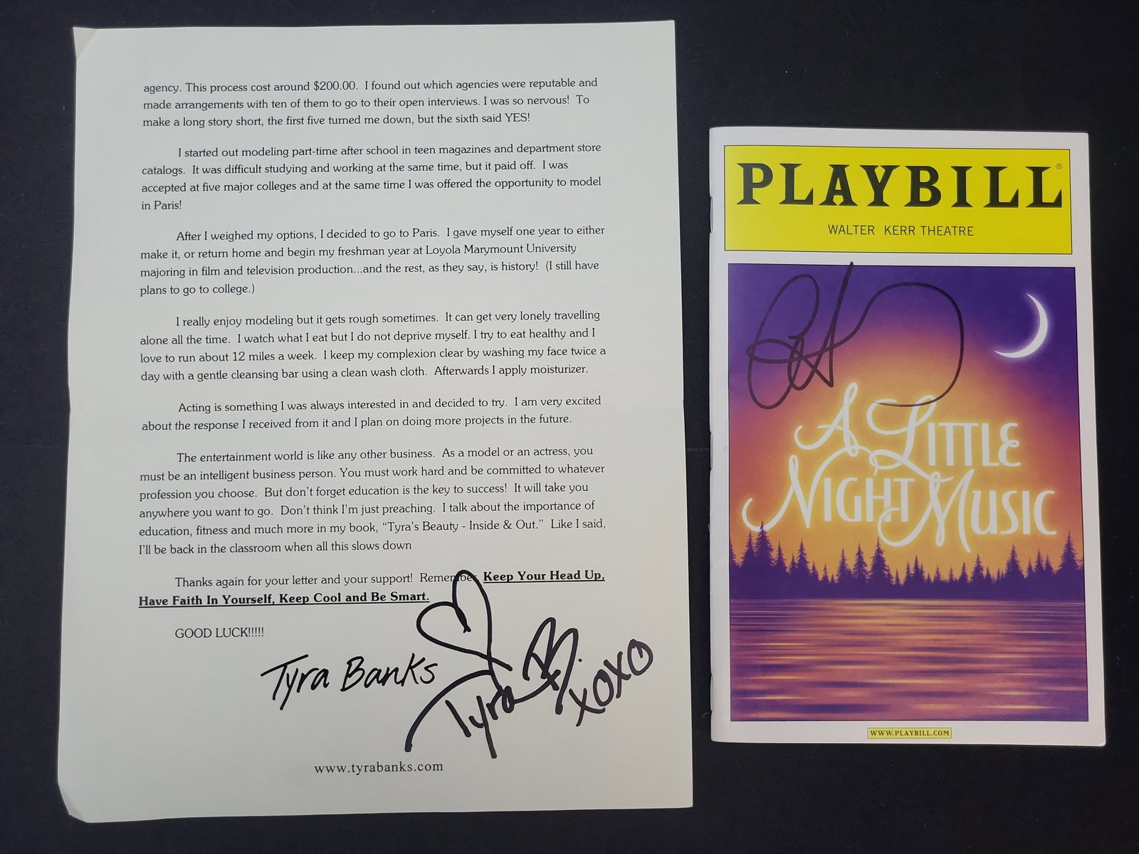 I03381 | Two Pieces of Celebrity Signed Ephemera Including Tyra Banks Promotional Letter and (1 of 6)
