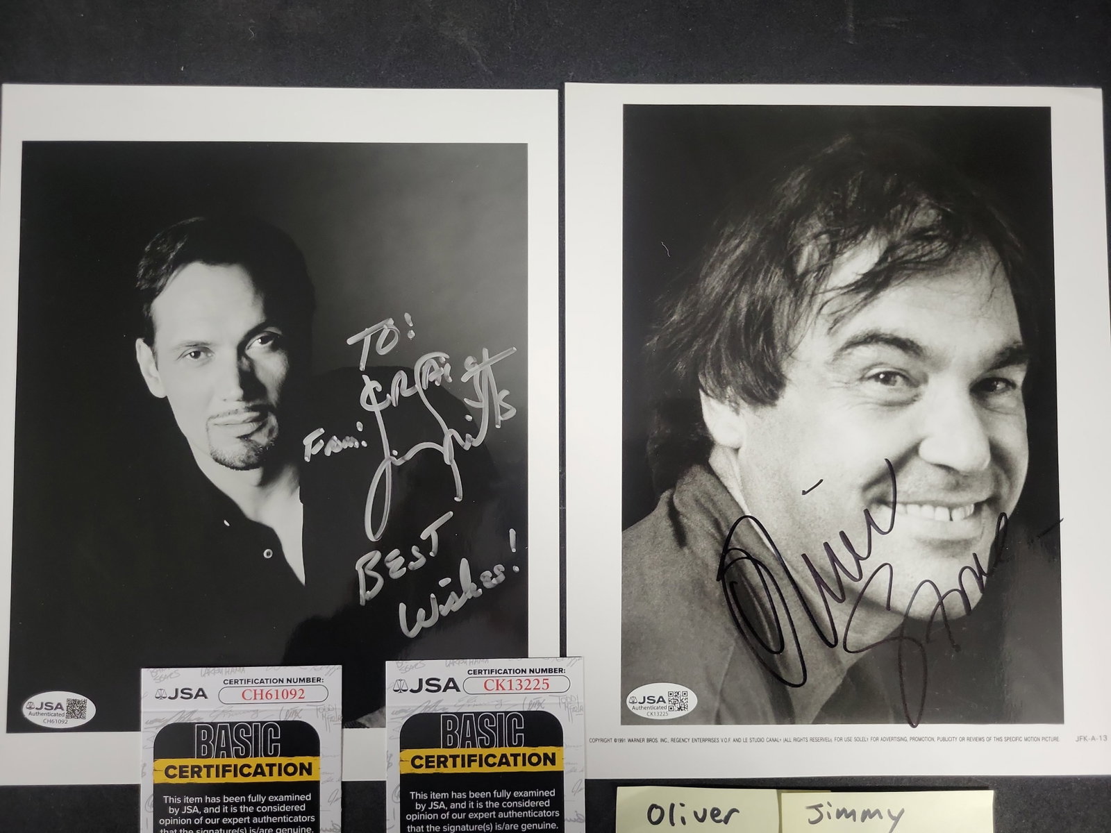 I03400 | Two Jimmy Smits and Oliver Stone JSA Authenticated Autographed Photographs (1 of 5)