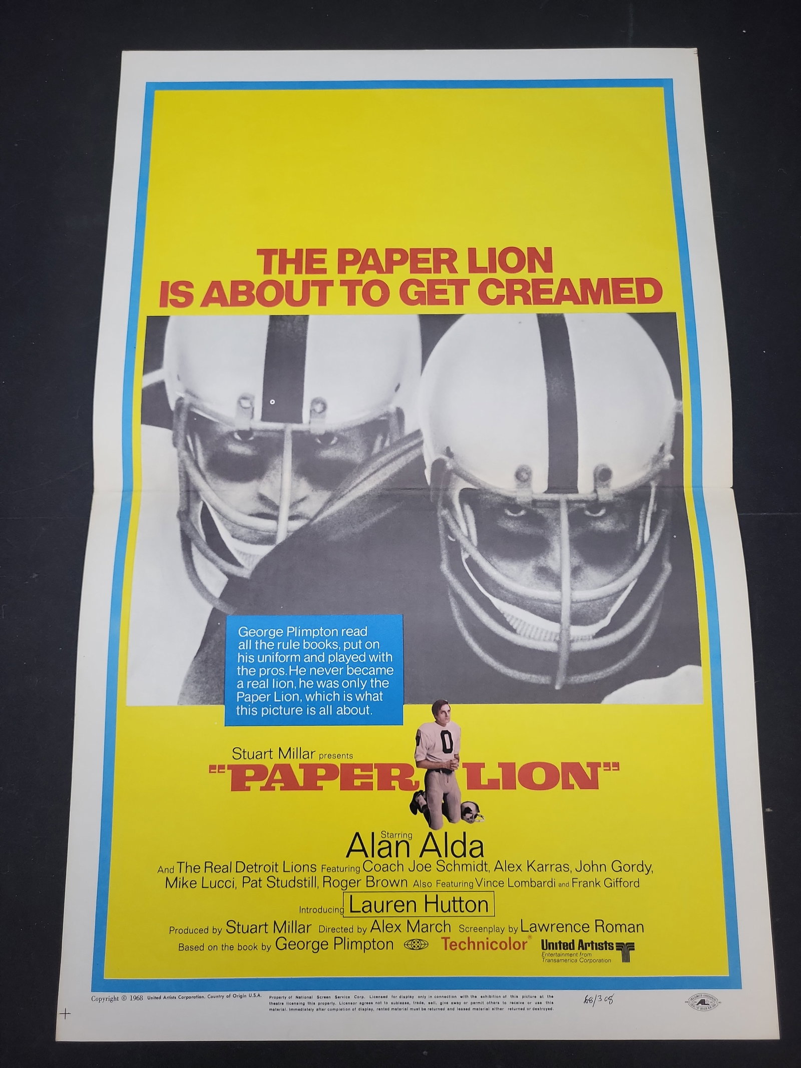 I03347 | Original US Half Sheet Movie Poster for Paper Lion United Artists 1968 (1 of 4)