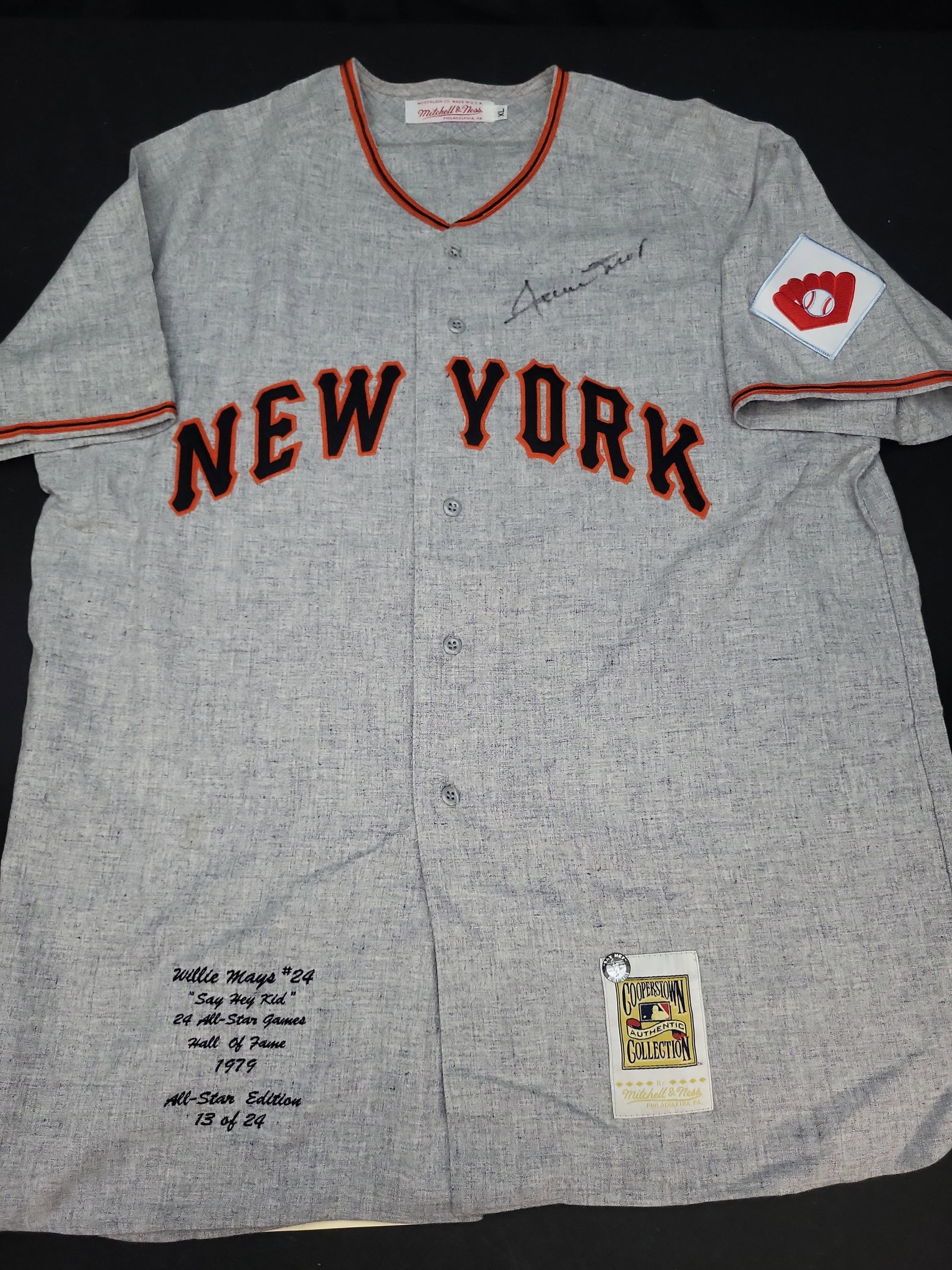 I03311 | Willie Mays Signed 1951 New York Giants Mitchell and Ness Commemorative Jersey Limited: BID PER WHAT YOU SEE IN THE PHOTO, NOT THE AI GENERATED TITLES AND DESCRIPTIONS! This lot features a signed, limited-edition Mitchell and Ness Cooperstown Collection authentic reproduction of a 1951 N
