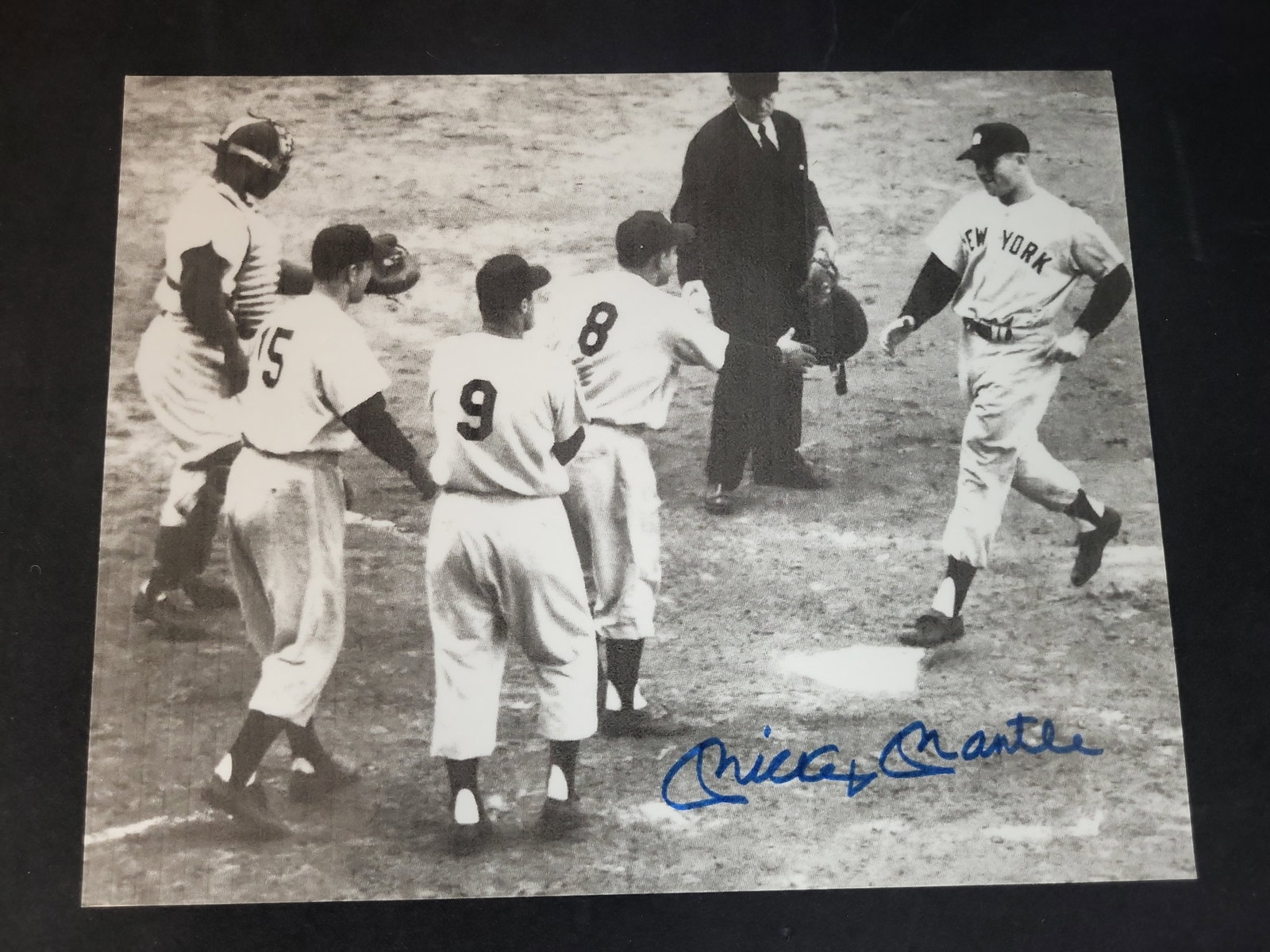 I03012 | Mickey Mantle Signed New York Yankees Home Run Celebration Photograph (1 of 3)