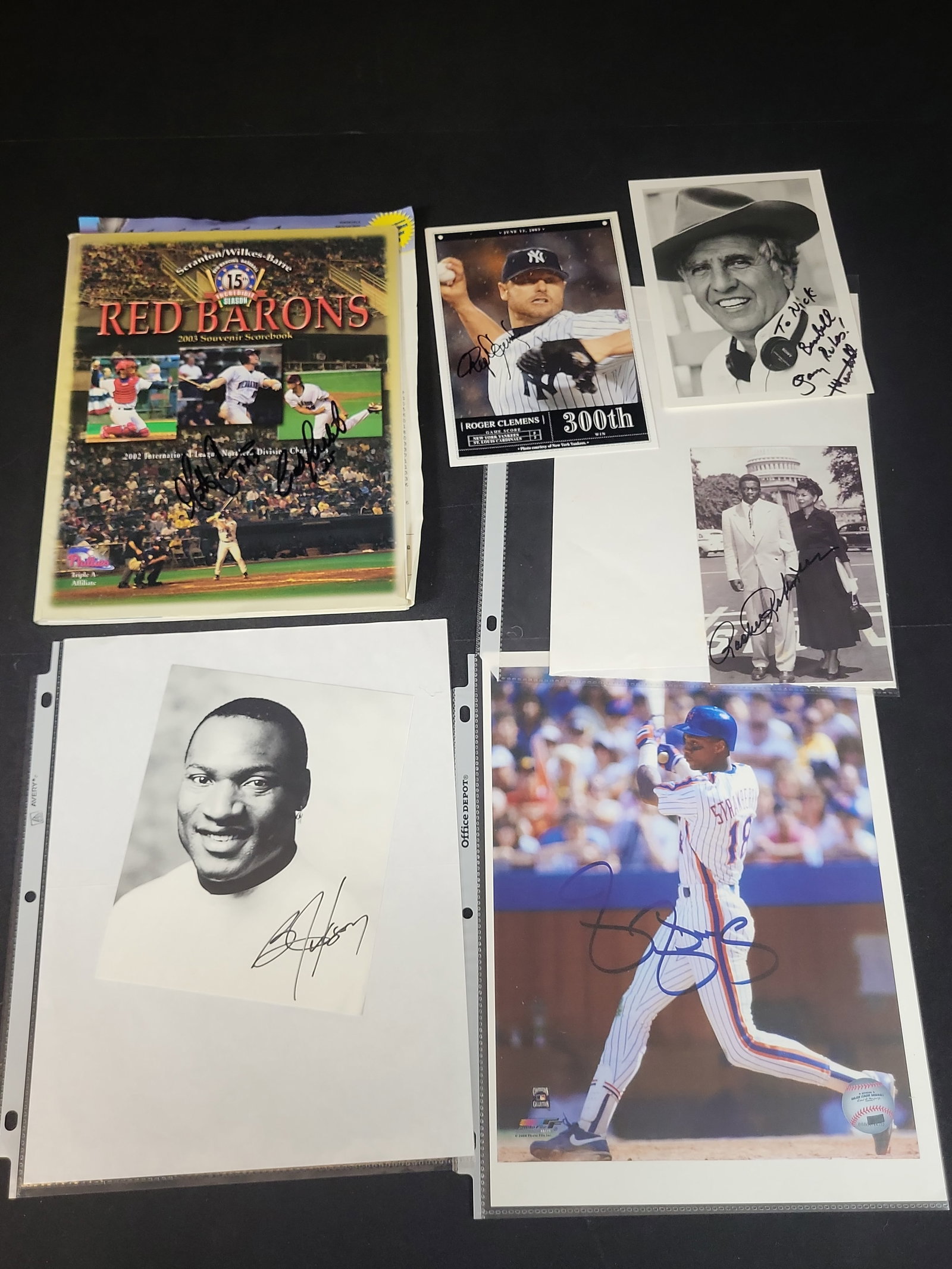 I03042 | A Collection of Signed Sports and Celebrity Memorabilia Including Roger Clemens and Bo: BID PER WHAT YOU SEE IN THE PHOTO, NOT THE AI GENERATED TITLES AND DESCRIPTIONS! A Collection of Signed Sports and Celebrity Memorabilia Including Roger Clemens and Bo Jackson This collection of memor