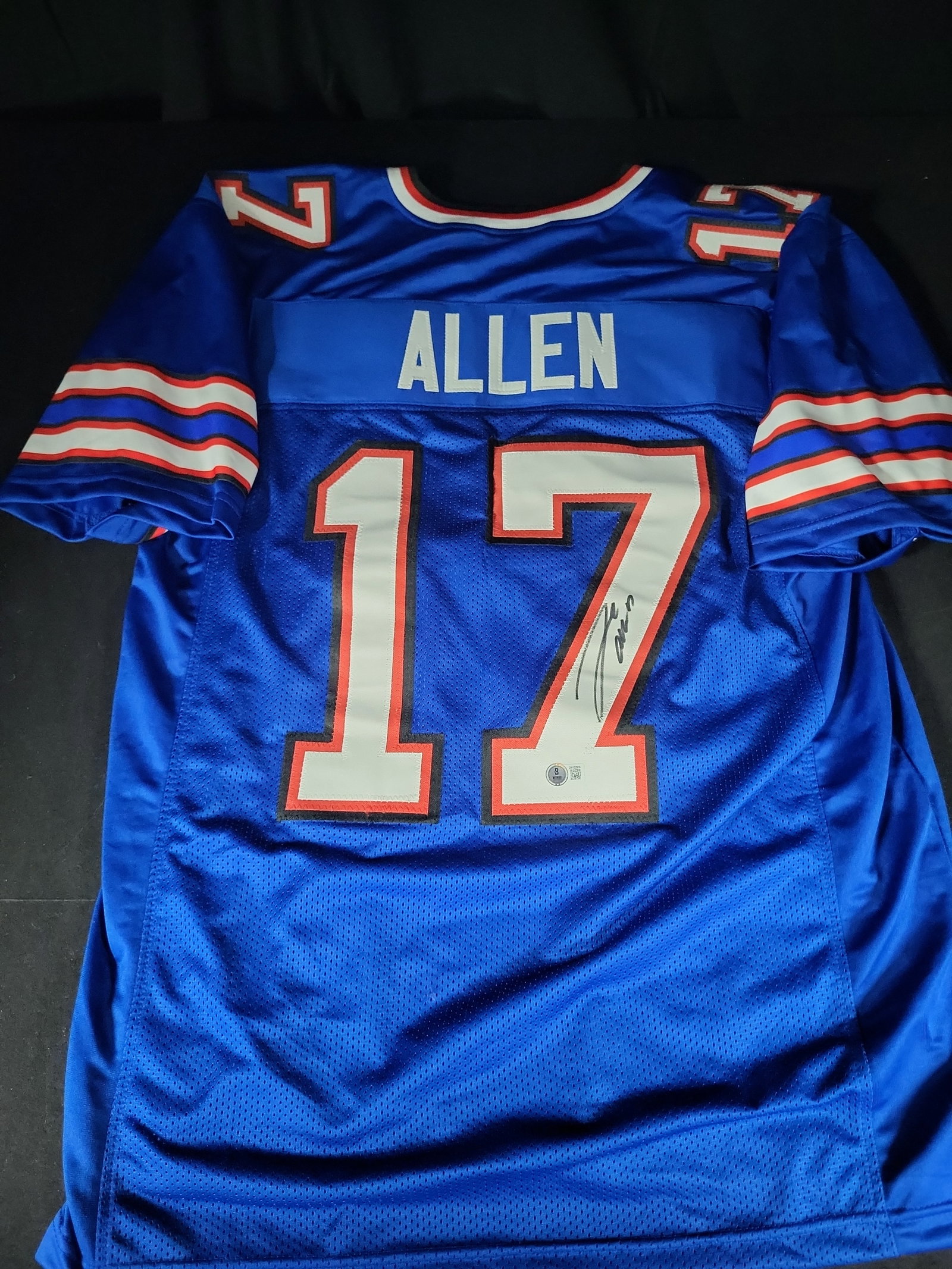 I03555 | Josh Allen Signed Buffalo Bills Custom Style Blue Football Jersey Beckett Witnessed (1 of 6)