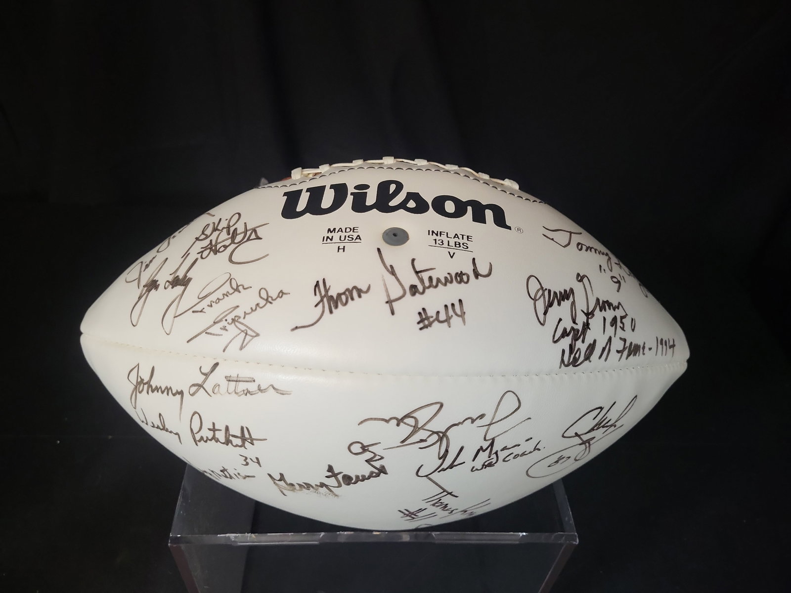 I03062 | Multi-Signed Notre Dame Football Featuring Johnny Lattner Jerry Groom and Urban Meyer (1 of 7)