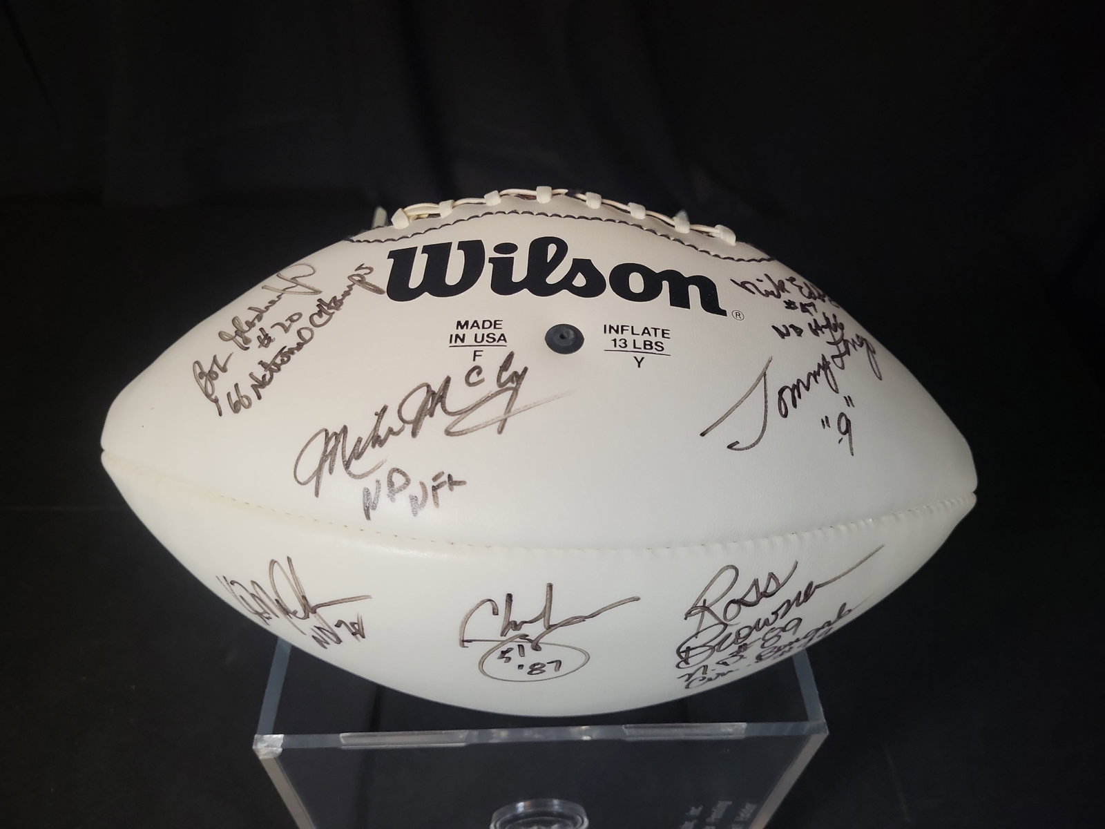 I03066 | Wilson Official NFL Football Autographed by Six Notre Dame Football Alumni (1 of 7)