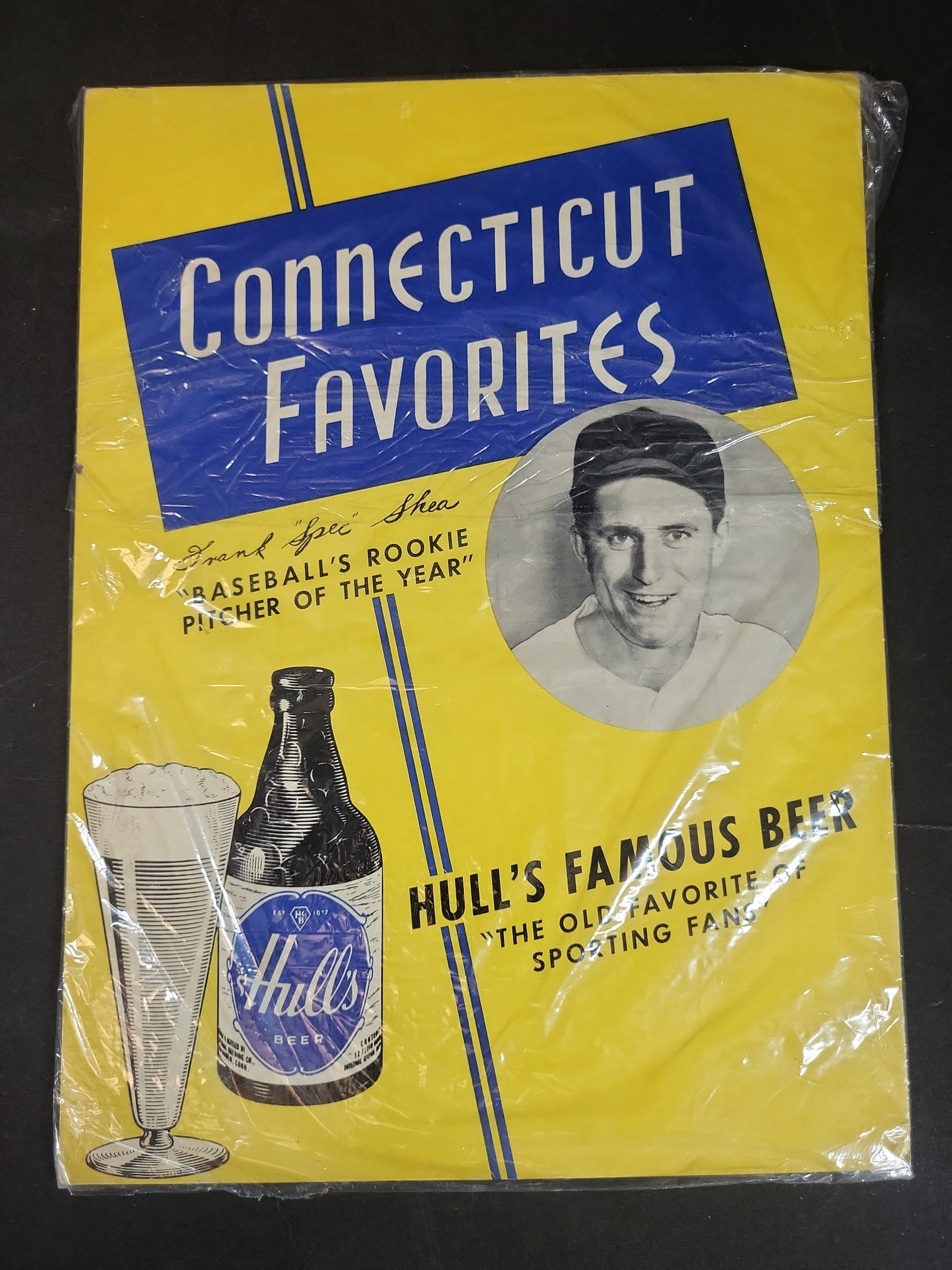 I03269 | Vintage Hulls Famous Beer Frank Spec Shea Cardboard Easel Back Advertising Sign (1 of 5)