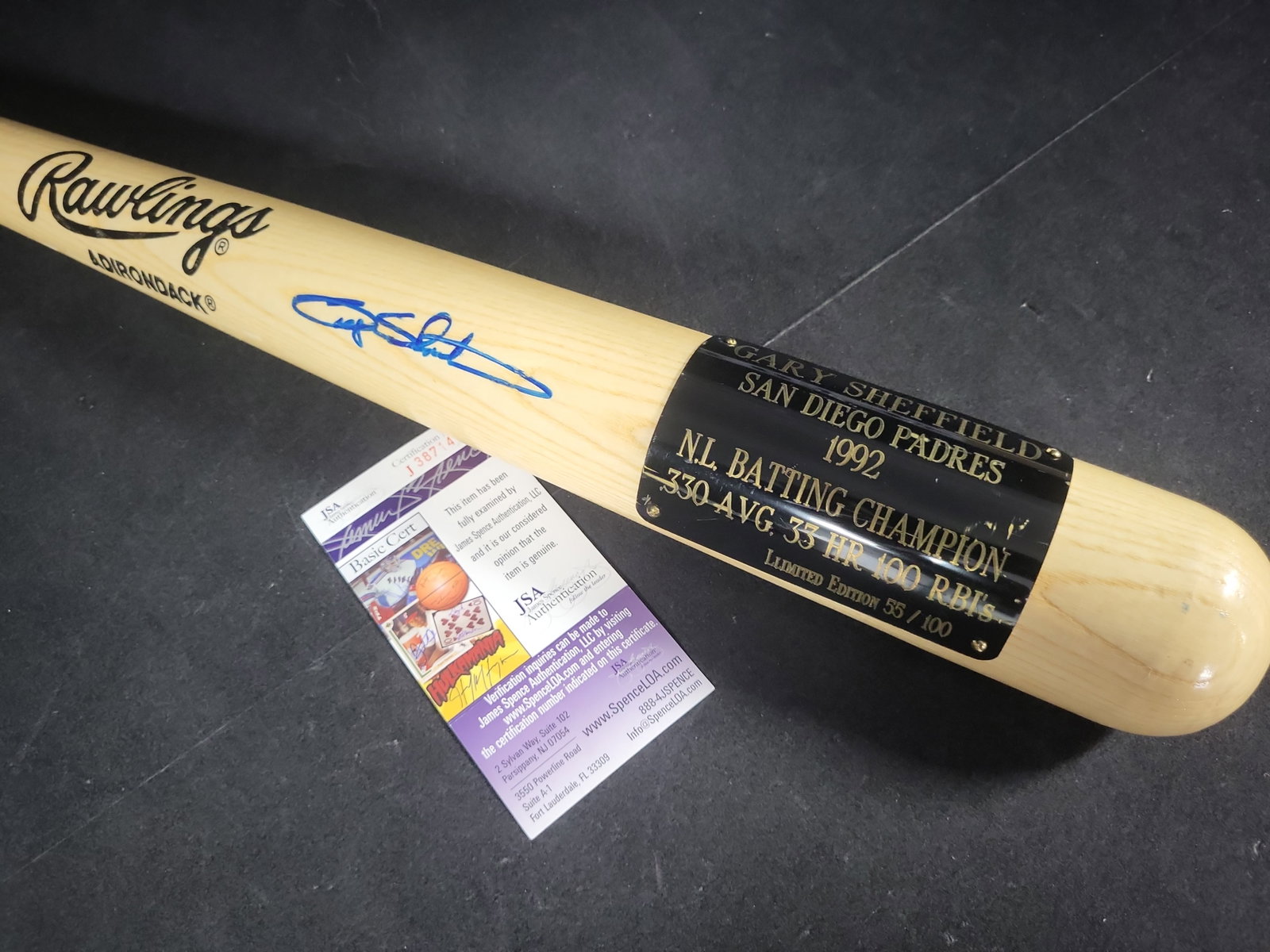 I03109 | Gary Sheffield Signed Rawlings Adirondack 1992 N.L. Batting Champion Limited Edition (1 of 5)