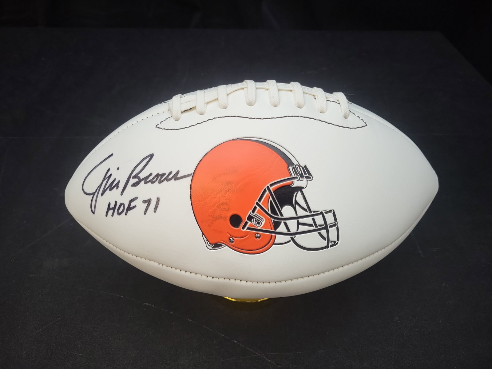 I03853 | Jim Brown Autographed Cleveland Browns Logo Football with HOF 71 Inscription (1 of 6)