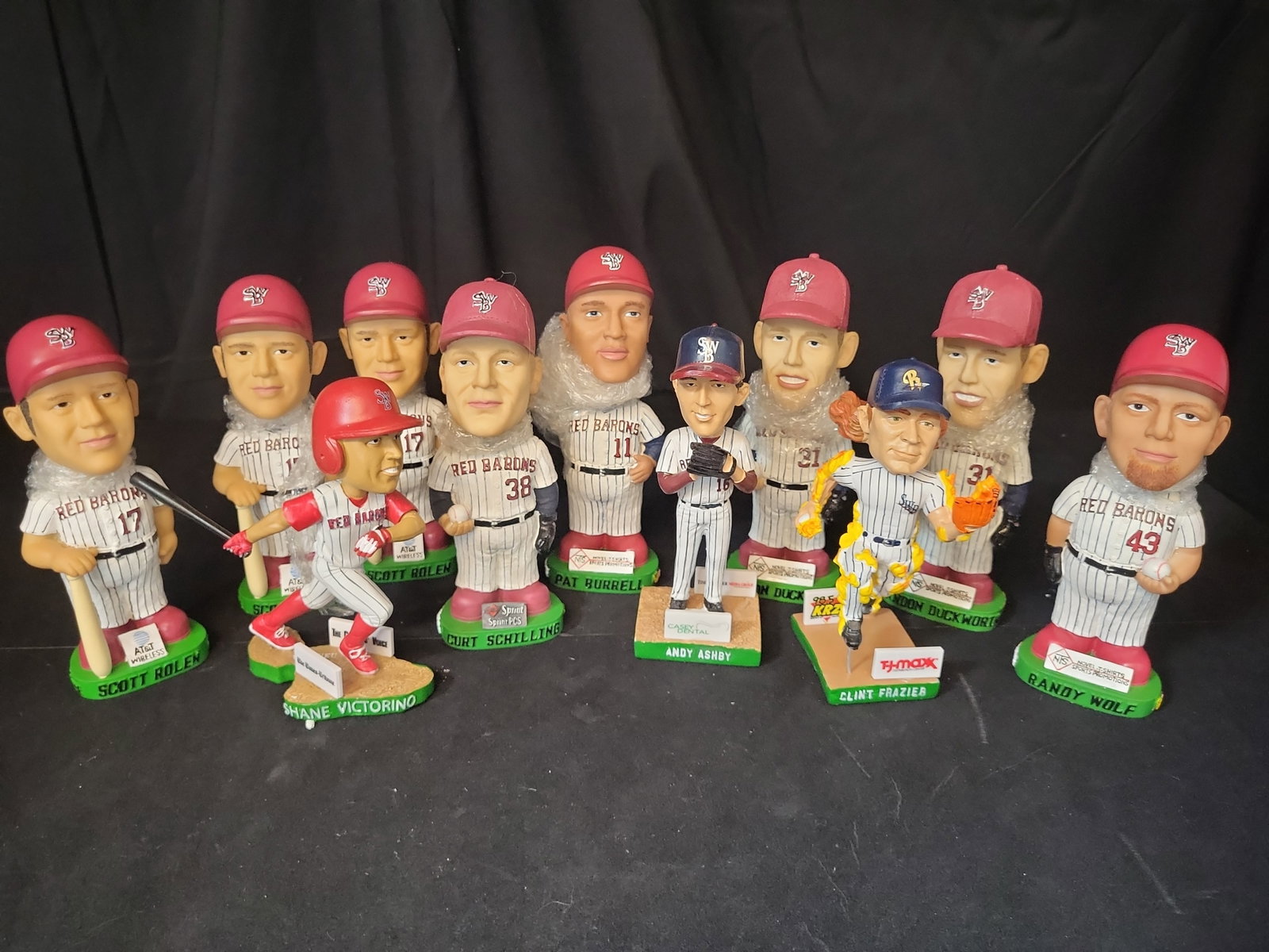 I03058 | 10 Scranton Wilkes-Barre Red Barons and RailRiders Baseball Bobblehead Figures: BID PER WHAT YOU SEE IN THE PHOTO, NOT THE AI GENERATED TITLES AND DESCRIPTIONS! 10 Scranton Wilkes-Barre Red Barons and RailRiders Baseball Bobblehead Figures This collection consists of 10 baseball 