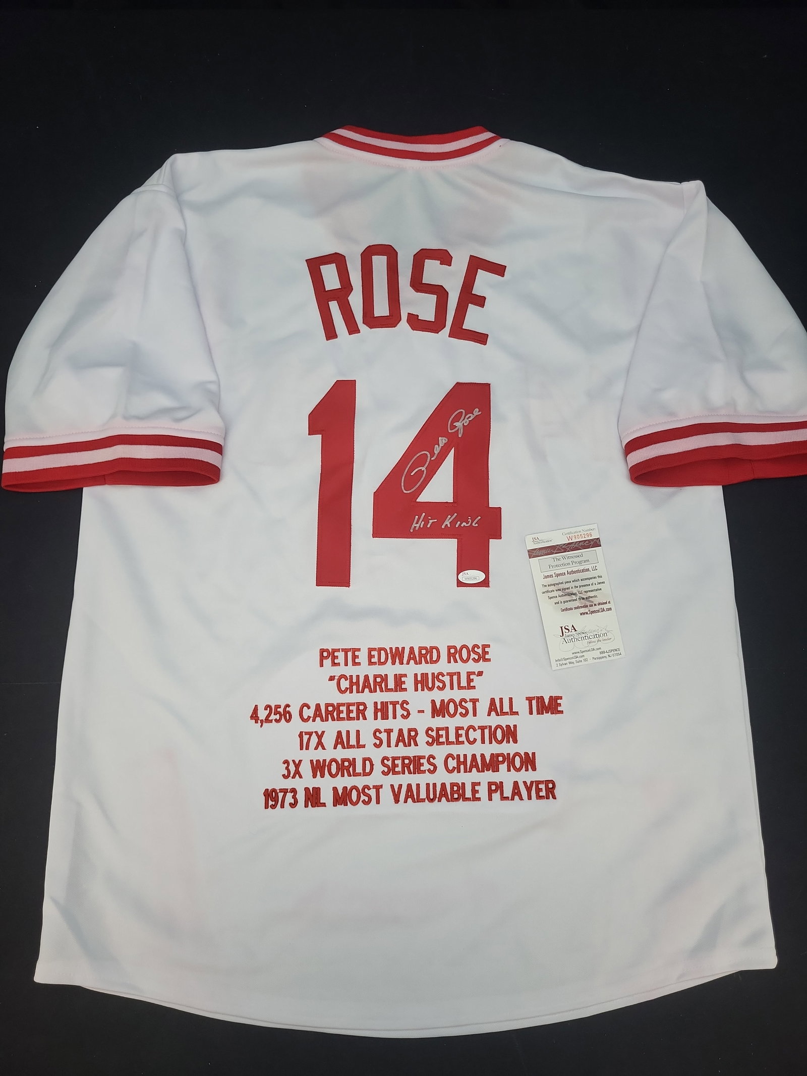 I03102 | Pete Rose Signed Cincinnati Reds Custom Stat Jersey with JSA Authentication (1 of 5)