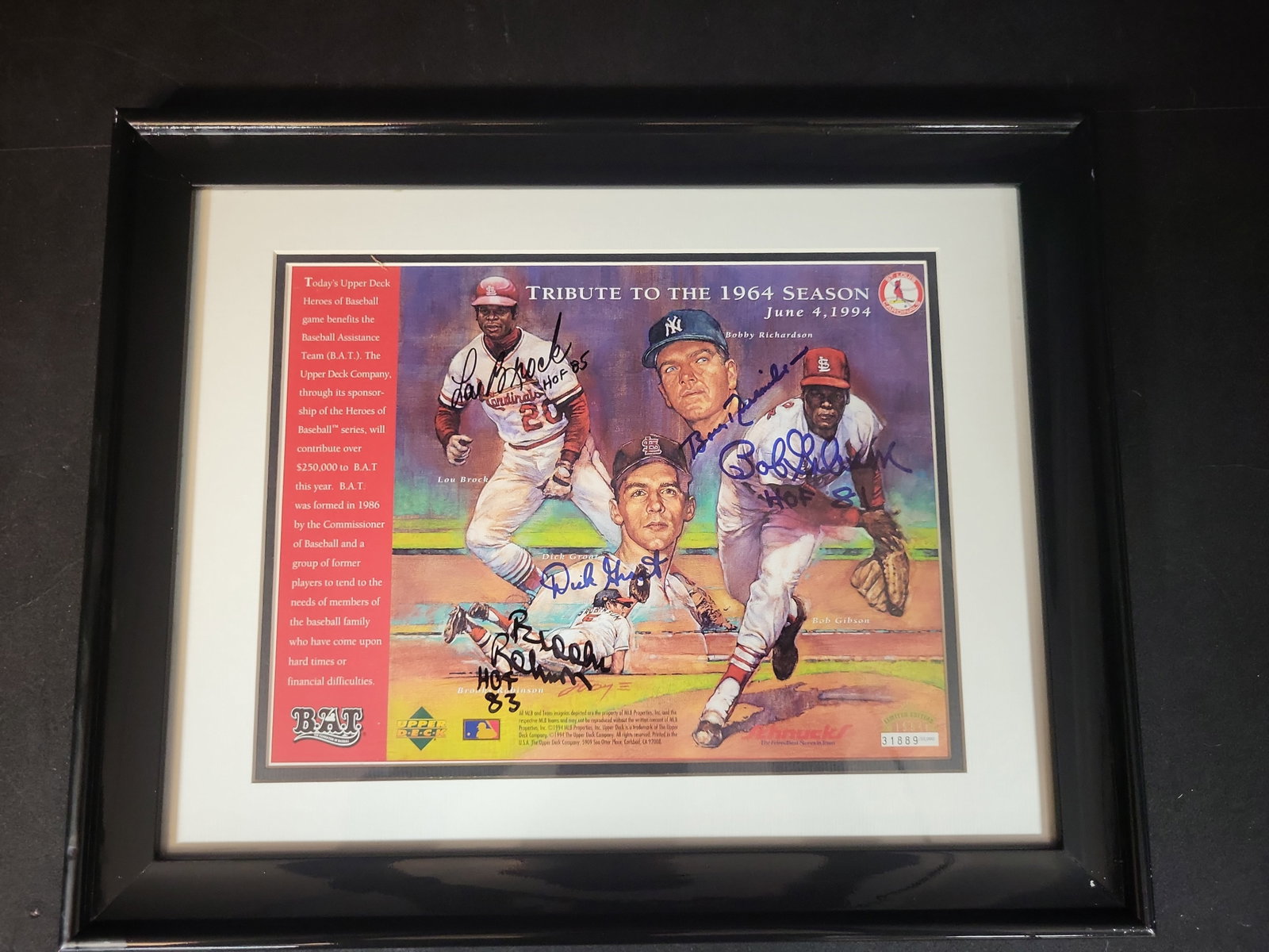 I03105 | 1994 Upper Deck Tribute to the 1964 Season Framed Multi-Signed Limited Edition Print (1 of 7)