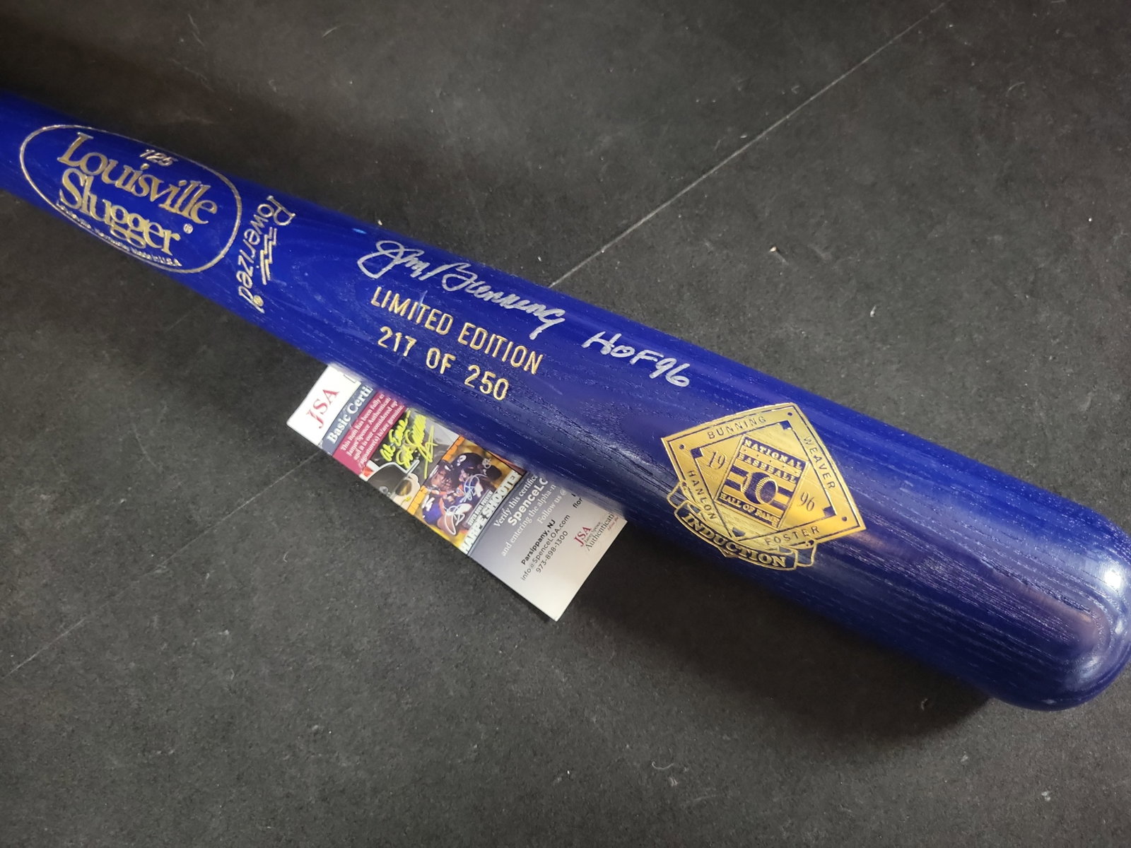 I03111 | Jim Bunning Signed Limited Edition 1996 Hall of Fame Induction Louisville Slugger Bat JSA (1 of 6)