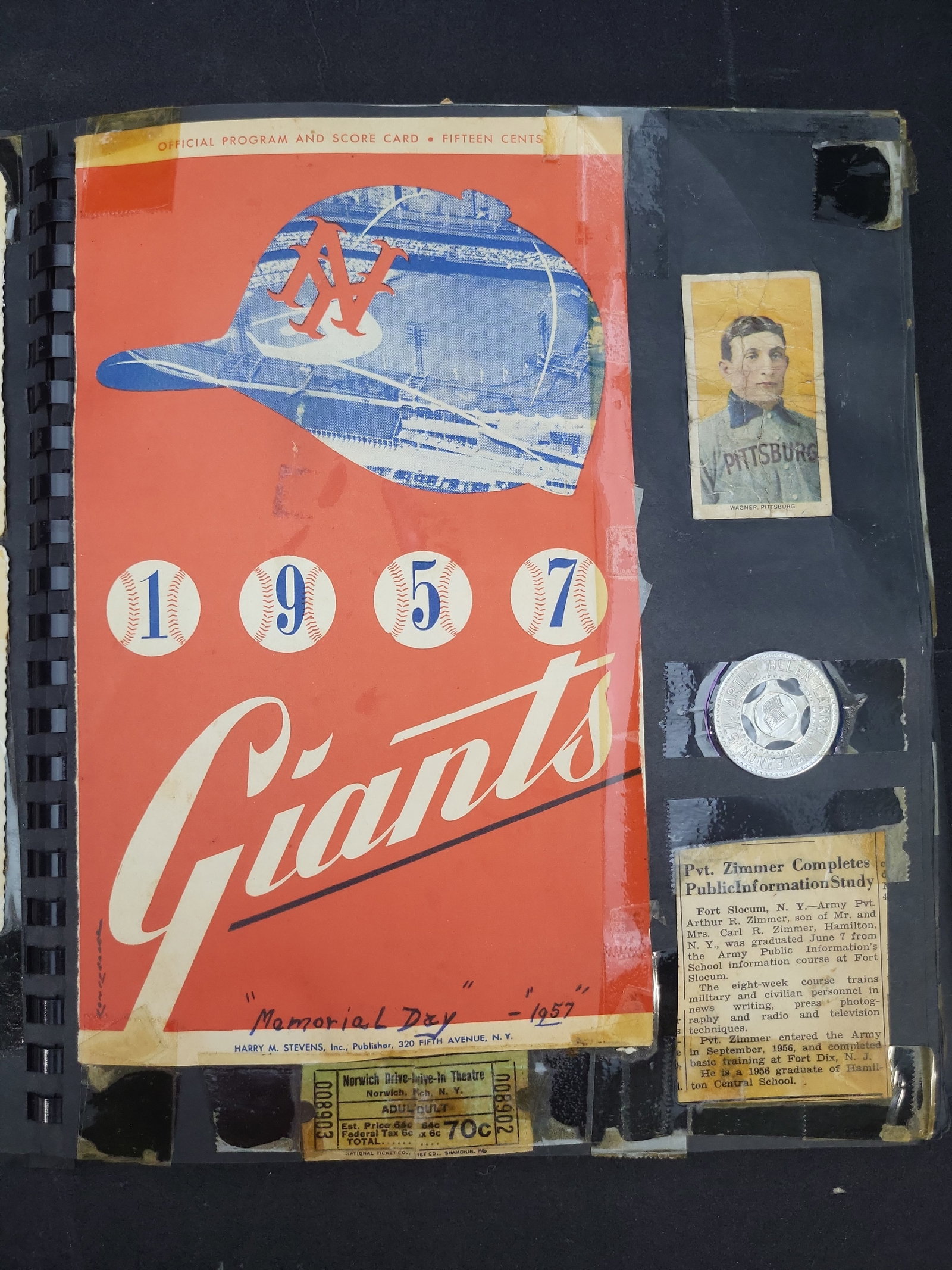 I03315 | A 1950s Personal Scrapbook of Arthur R. Zimmer Featuring a 1957 New York Giants Program and (1 of 17)