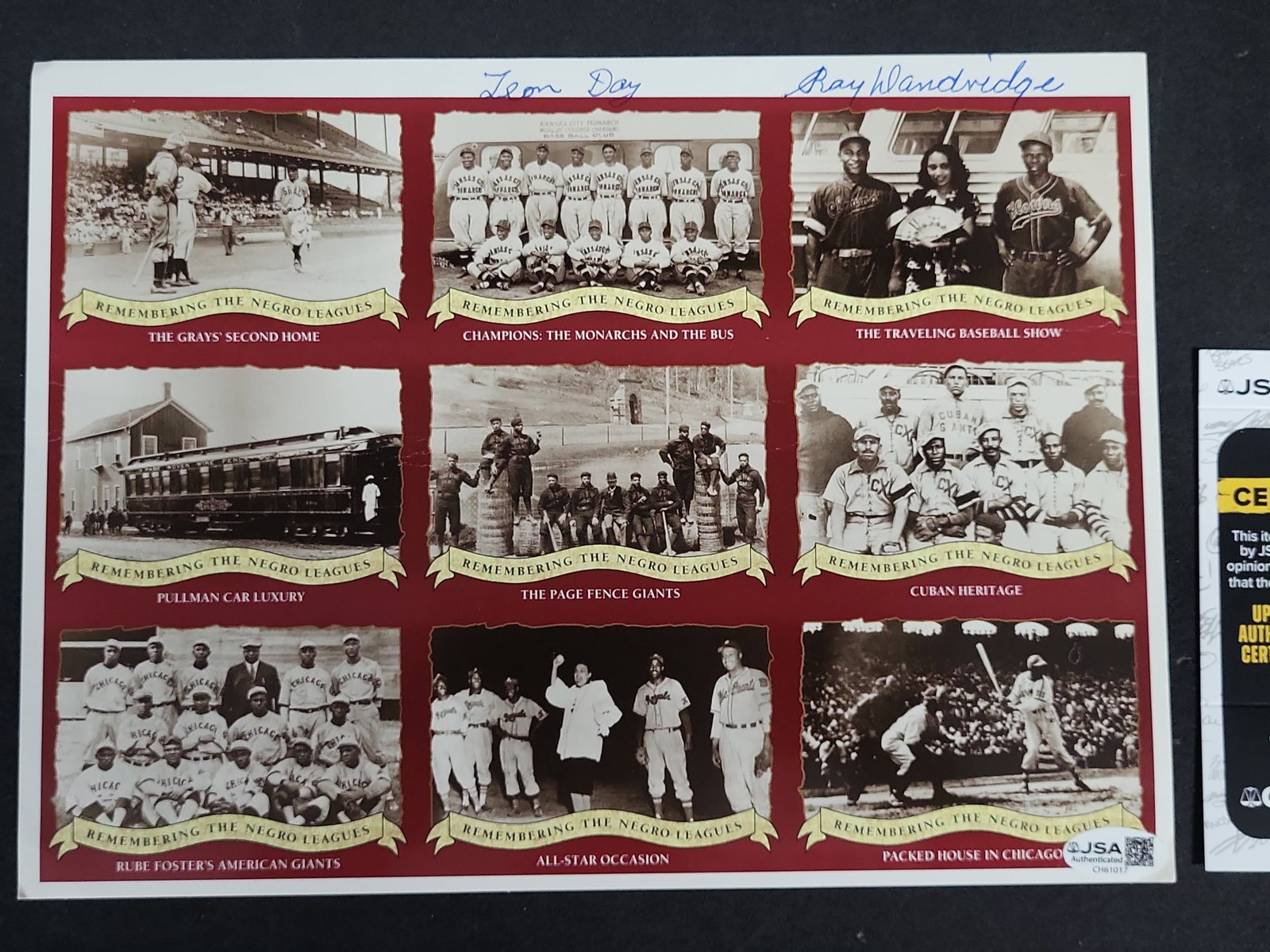 I03310 | Leon Day and Ray Dandridge Dual-Signed Remembering the Negro Leagues Commemorative Sheet (1 of 5)