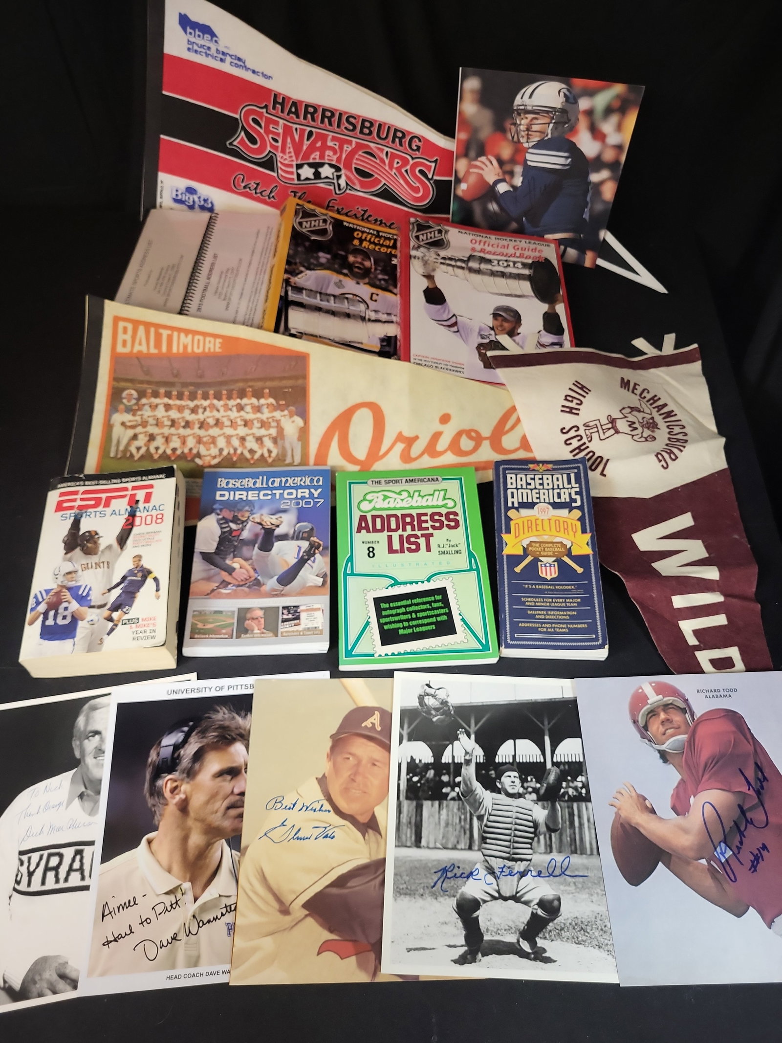 I03047 | A Collection of Sports Memorabilia Including Autographed Photographs, Vintage Pennants, and (1 of 9)