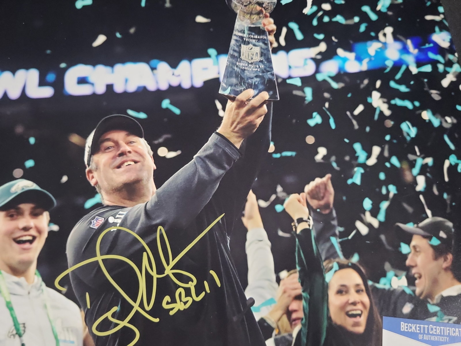 I03574 | Doug Pederson Signed Philadelphia Eagles Super Bowl LII Celebration 11x14 Photograph (1 of 4)