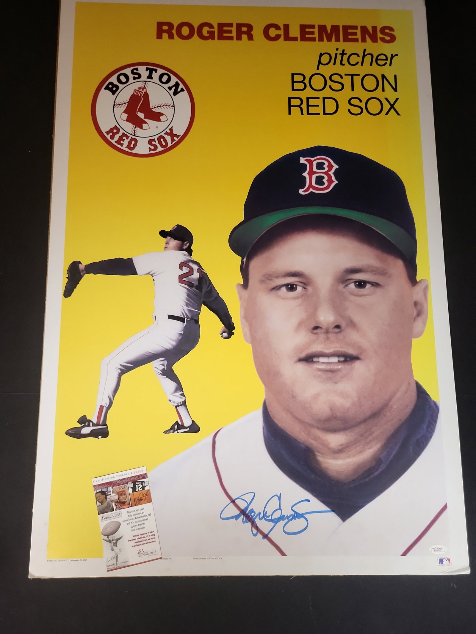 I03118 | Roger Clemens Signed Boston Red Sox G&O Graphics Commemorative Poster JSA Authenticated (1 of 5)