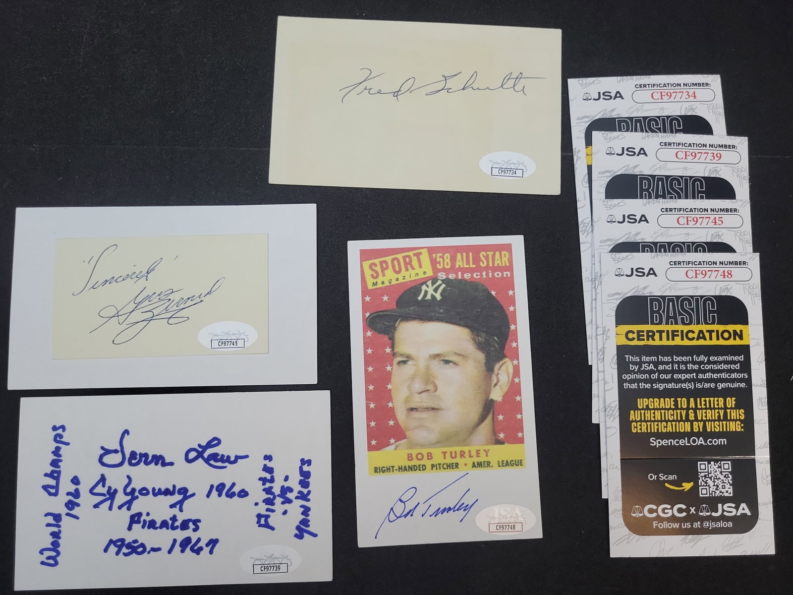 I03374 | Lot of (4) Autographed Major League Baseball Memorabilia Items with JSA Authentication (1 of 5)