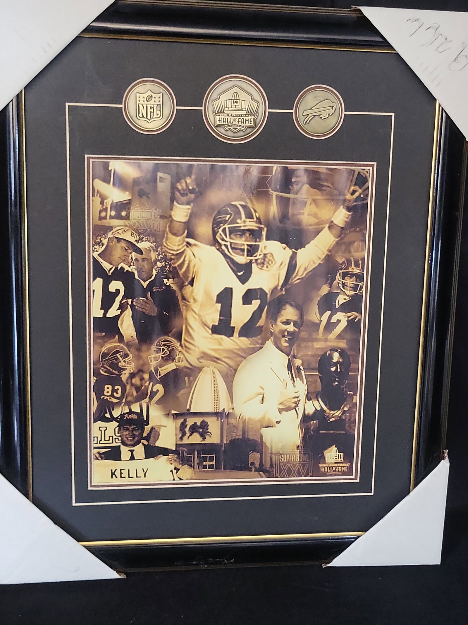 I03646 | Buffalo Bills Jim Kelly Framed Pro Football Hall of Fame Photo Collage with Medallions (1 of 5)