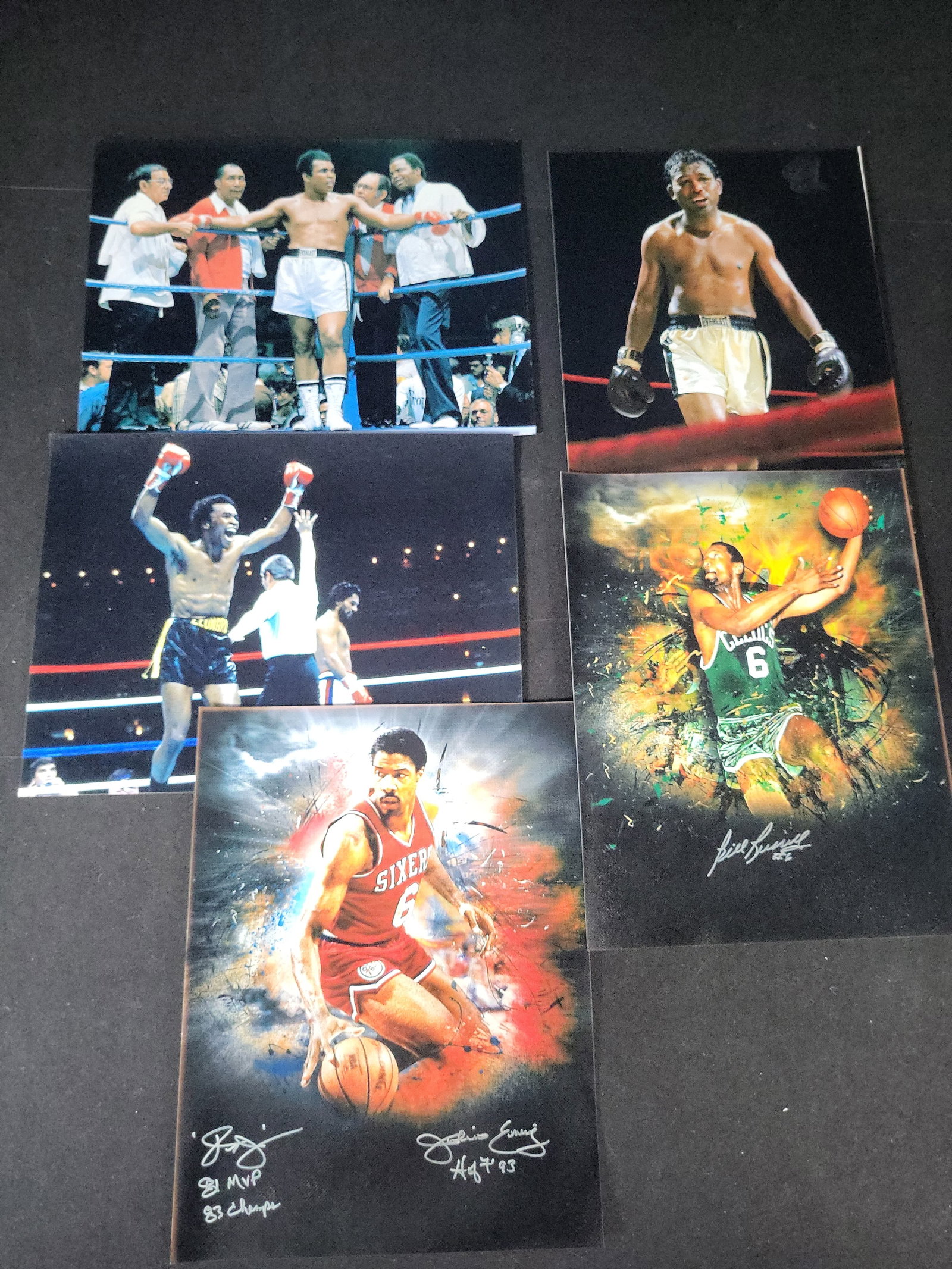 I01726 | A Collection of Five Sports Memorabilia Items Including Autographed NBA Art Prints and: BID PER WHAT YOU SEE IN THE PHOTO, NOT THE AI GENERATED TITLES AND DESCRIPTIONS! DESPITE DESCRIPTION BELOW -->FACSIMILE SIGNATURES! BID PER WHAT YOU SEE IN THE PHOTO, NOT THE AI GENERATED TITLES AN