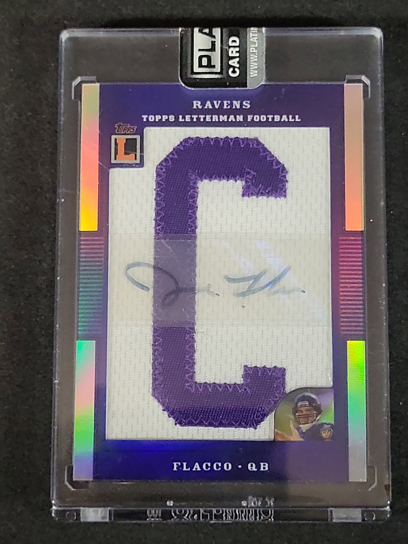 I03651 | 2008 Topps Letterman Football Joe Flacco Autographed Manufactured Patch Card Serial (1 of 6)
