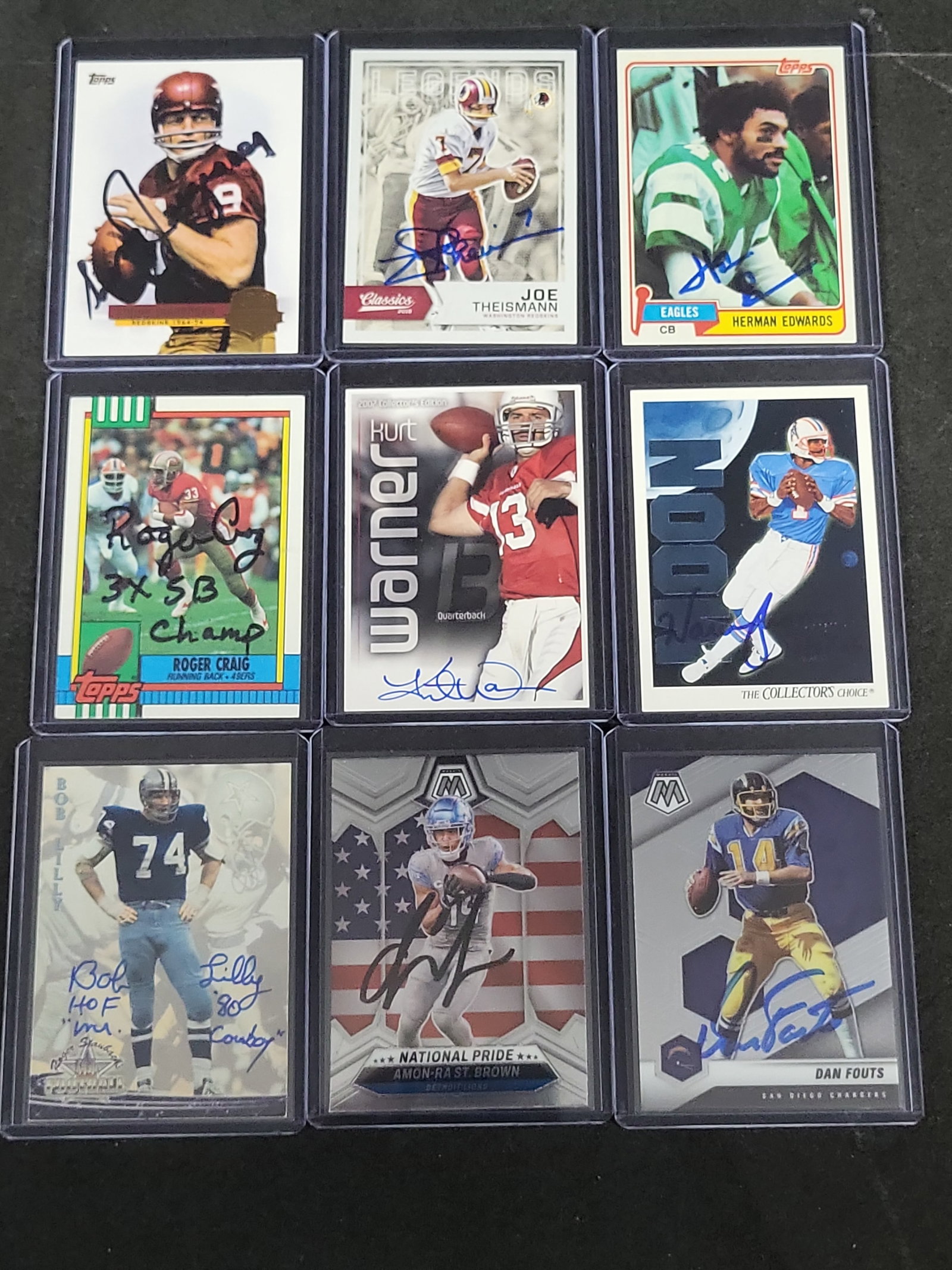 I03567 | A Collection of Nine Autographed NFL Football Trading Cards Including Hall of Fame Players (1 of 10)