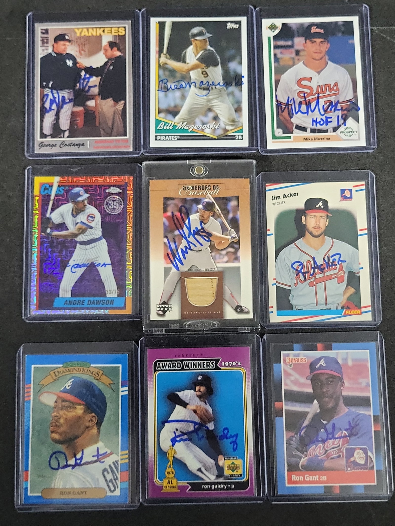 I03568 | A Collection of Nine Signed Baseball Cards Including Hall of Famers and Novelty Subject (1 of 12)