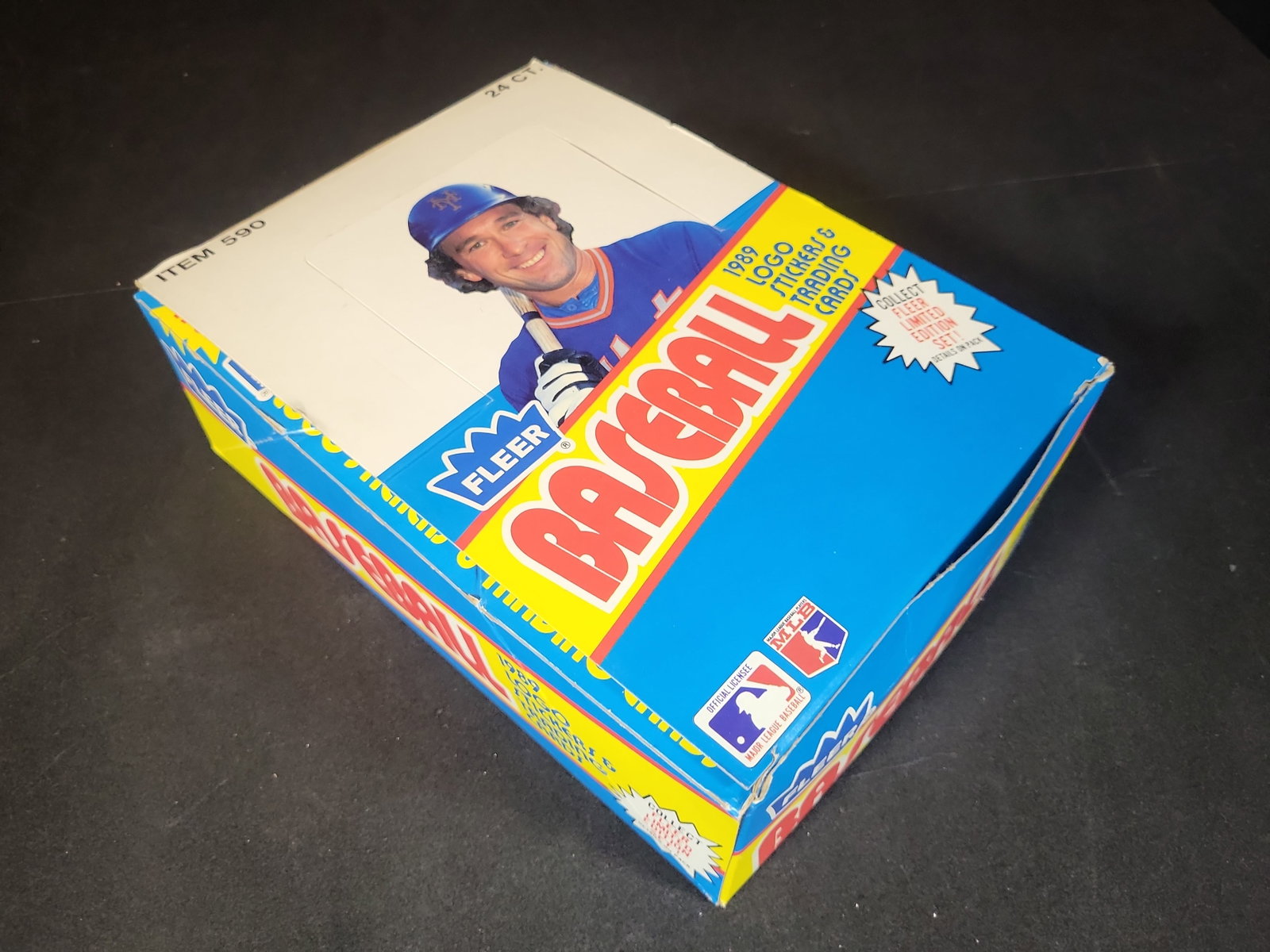 I03247 | 1989 Fleer Baseball Logo Stickers and Trading Cards Cello Box of 24 Packs with Visible Ken (1 of 6)