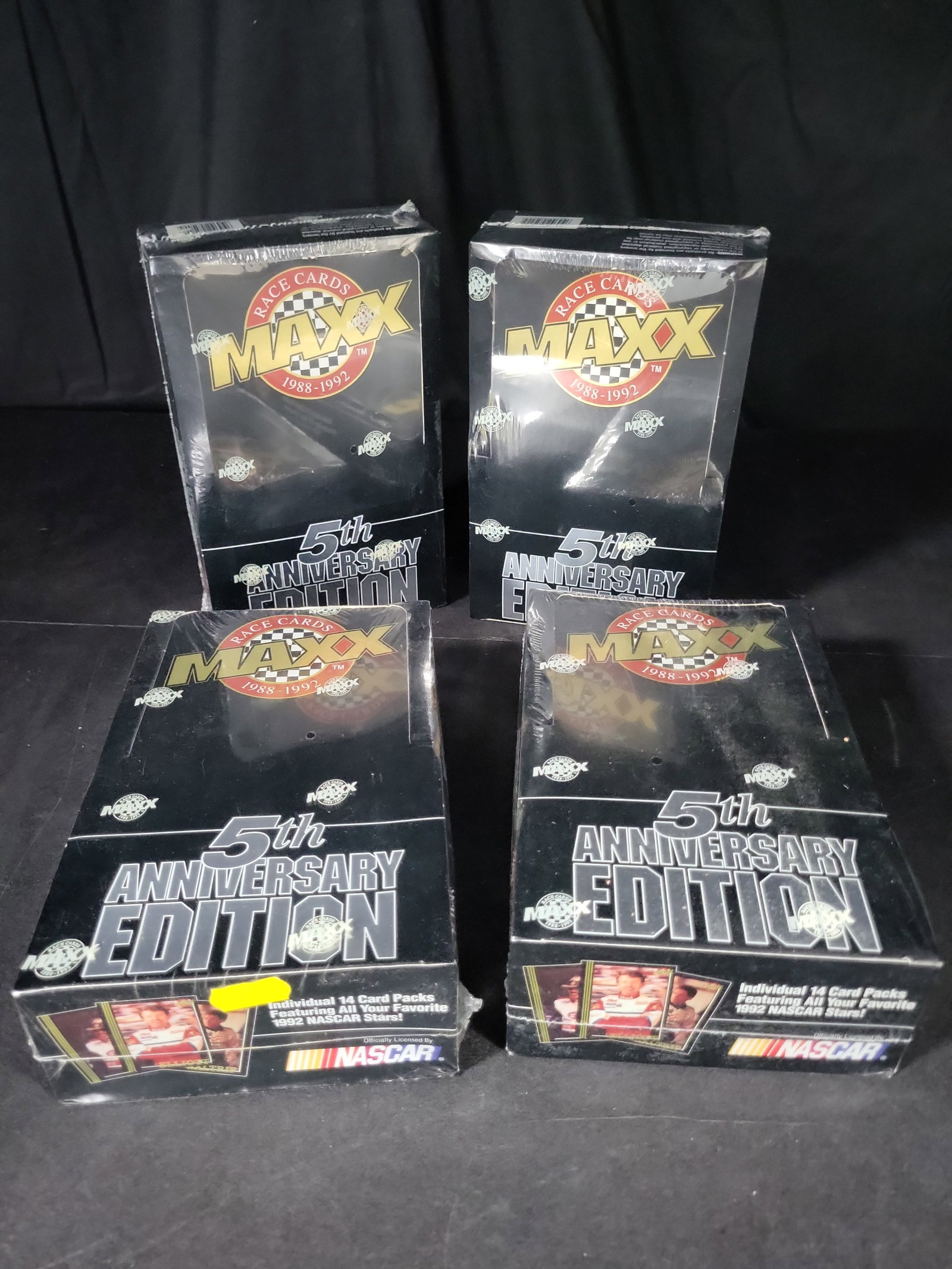 I03218 | Lot of Four (4) 1992 Maxx NASCAR 5th Anniversary Edition Factory-Sealed Card Boxes (1 of 5)