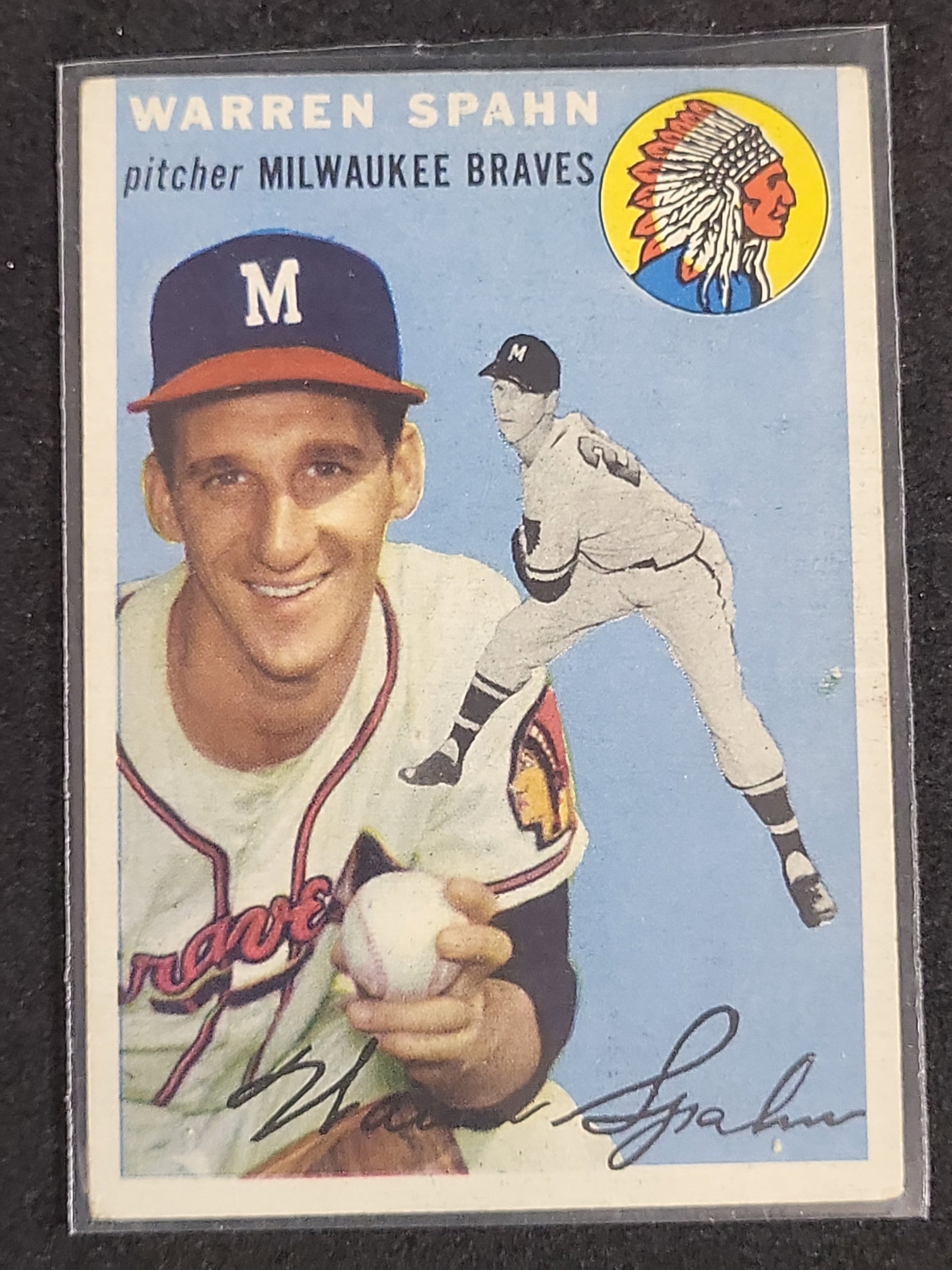I03877 | 1954 Topps #20 Warren Spahn Milwaukee Braves Baseball Card (1 of 2)