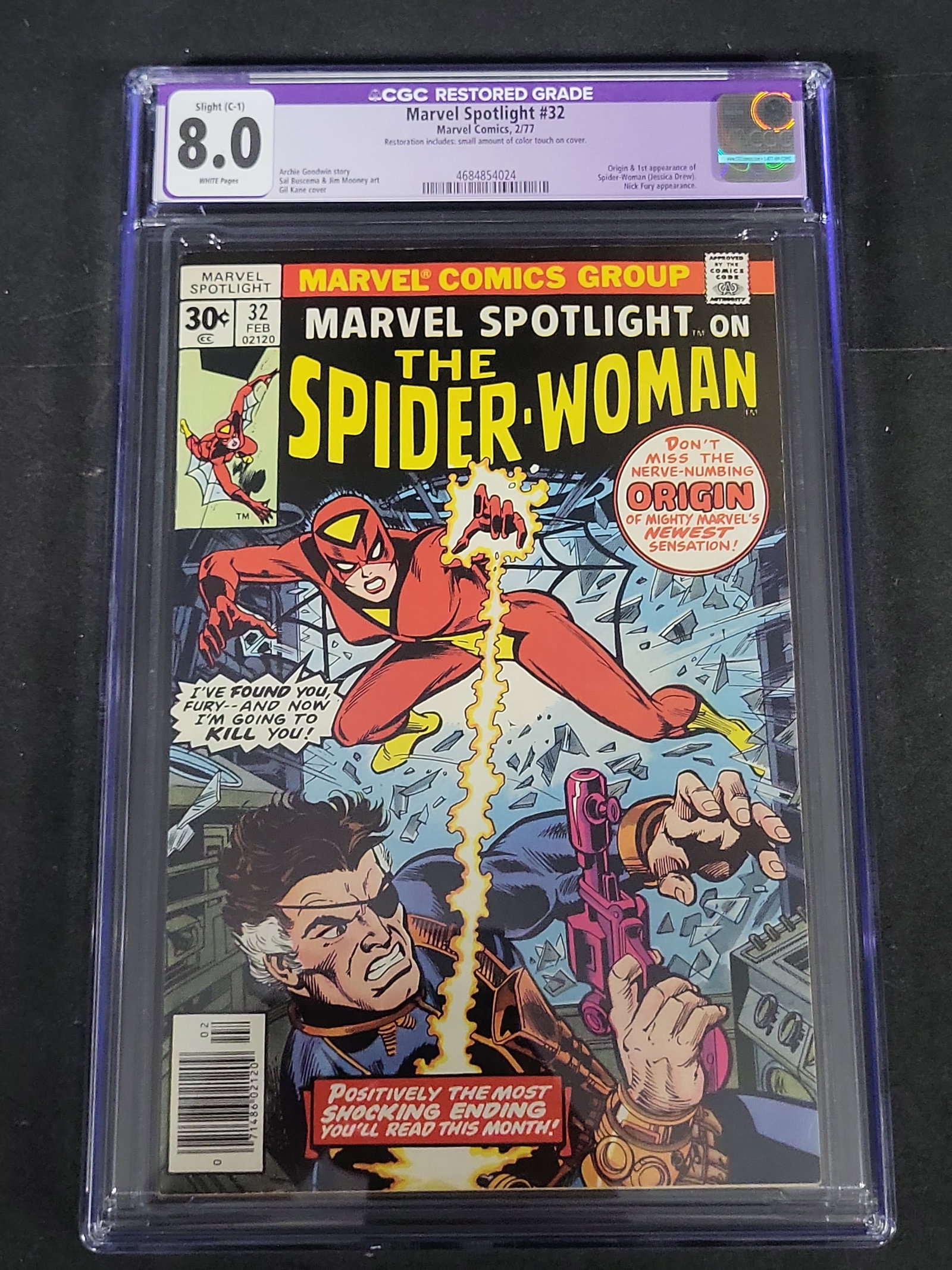 I03474 | Marvel Spotlight #32 (1977) CGC 8.0 Restored - Origin and First Appearance of Spider-Woman (1 of 3)