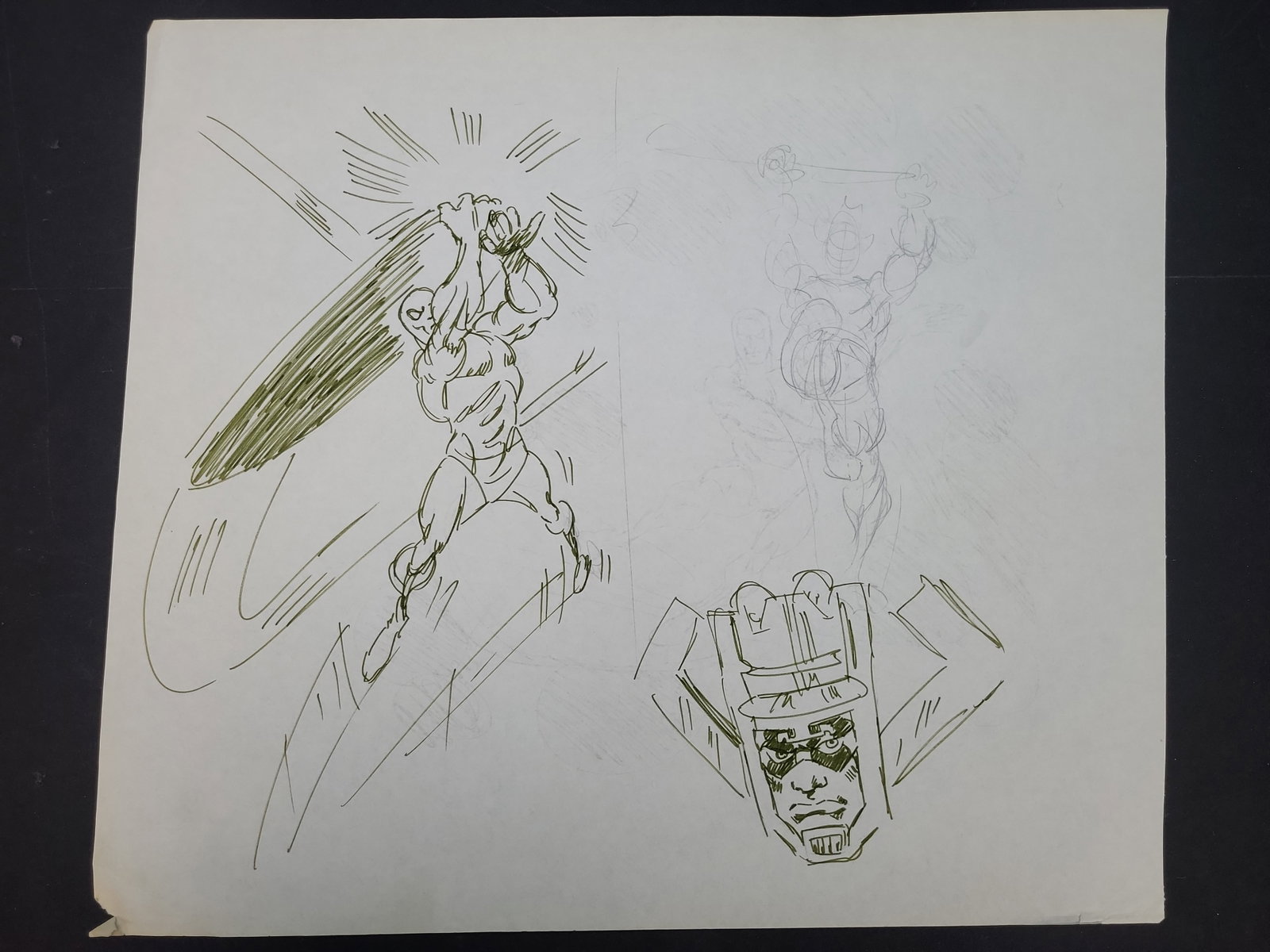I03926 | A Pair of Silver Surfer and Galactus Comic Art Sketches Attributed to R.D. Brown: BID PER WHAT YOU SEE IN THE PHOTO, NOT THE AI GENERATED TITLES AND DESCRIPTIONS! A pair of original developmental comic book sketches attributed to R.D. Brown, featuring Marvel Comics characters Silve