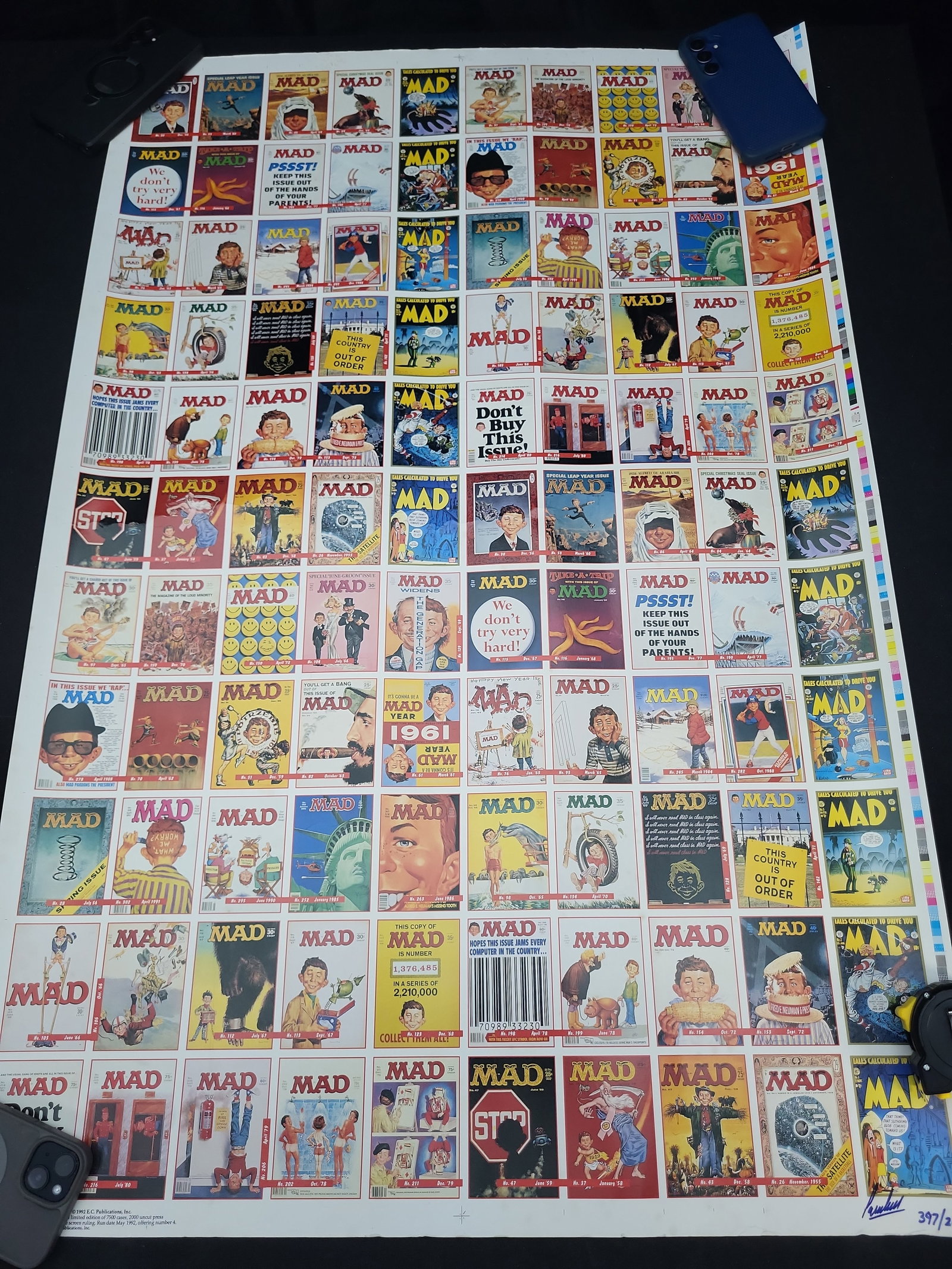 I03565 | 1992 MAD Magazine Trading Cards Limited Edition Uncut Press Sheet Signed and Numbered by (1 of 13)