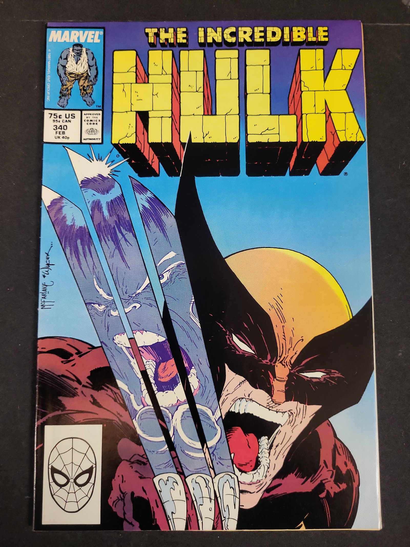 I03768 | The Incredible Hulk #340 Marvel Comics February 1988 Todd McFarlane Wolverine Cover (1 of 2)