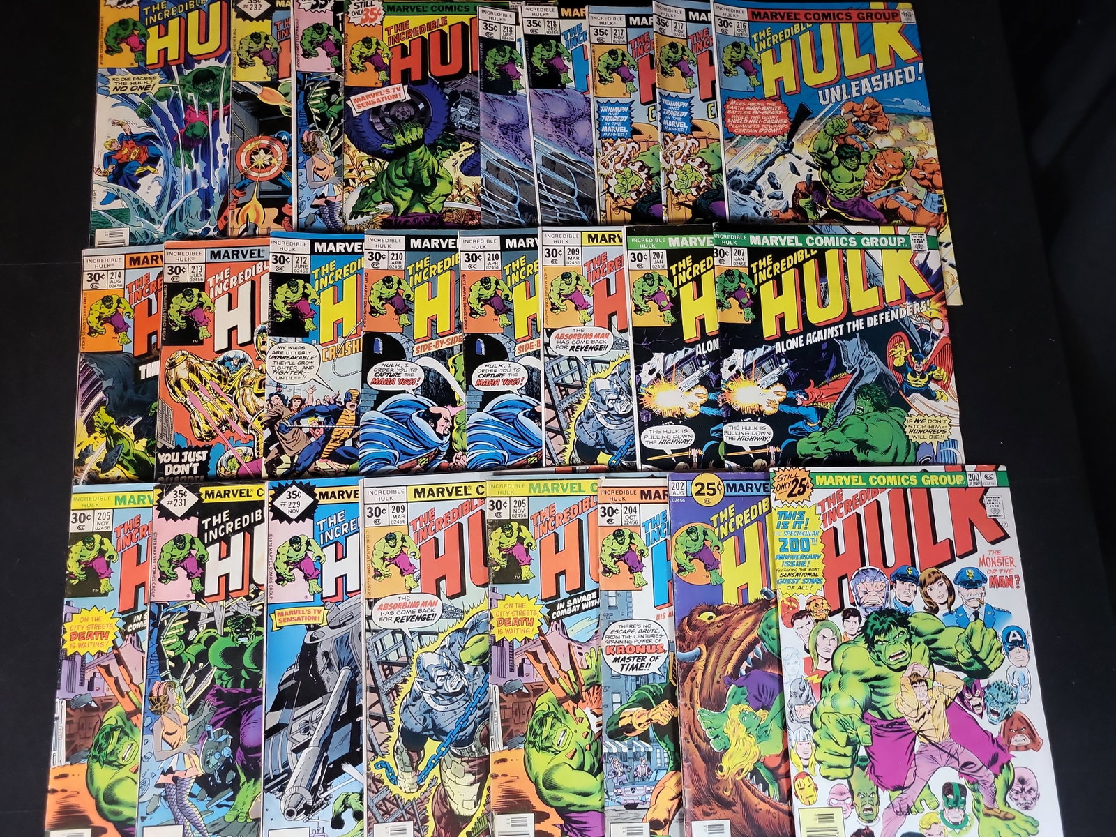 I03711 | Collection of 25 The Incredible Hulk Marvel Comics Bronze Age Issues 200 to 235 (1 of 7)
