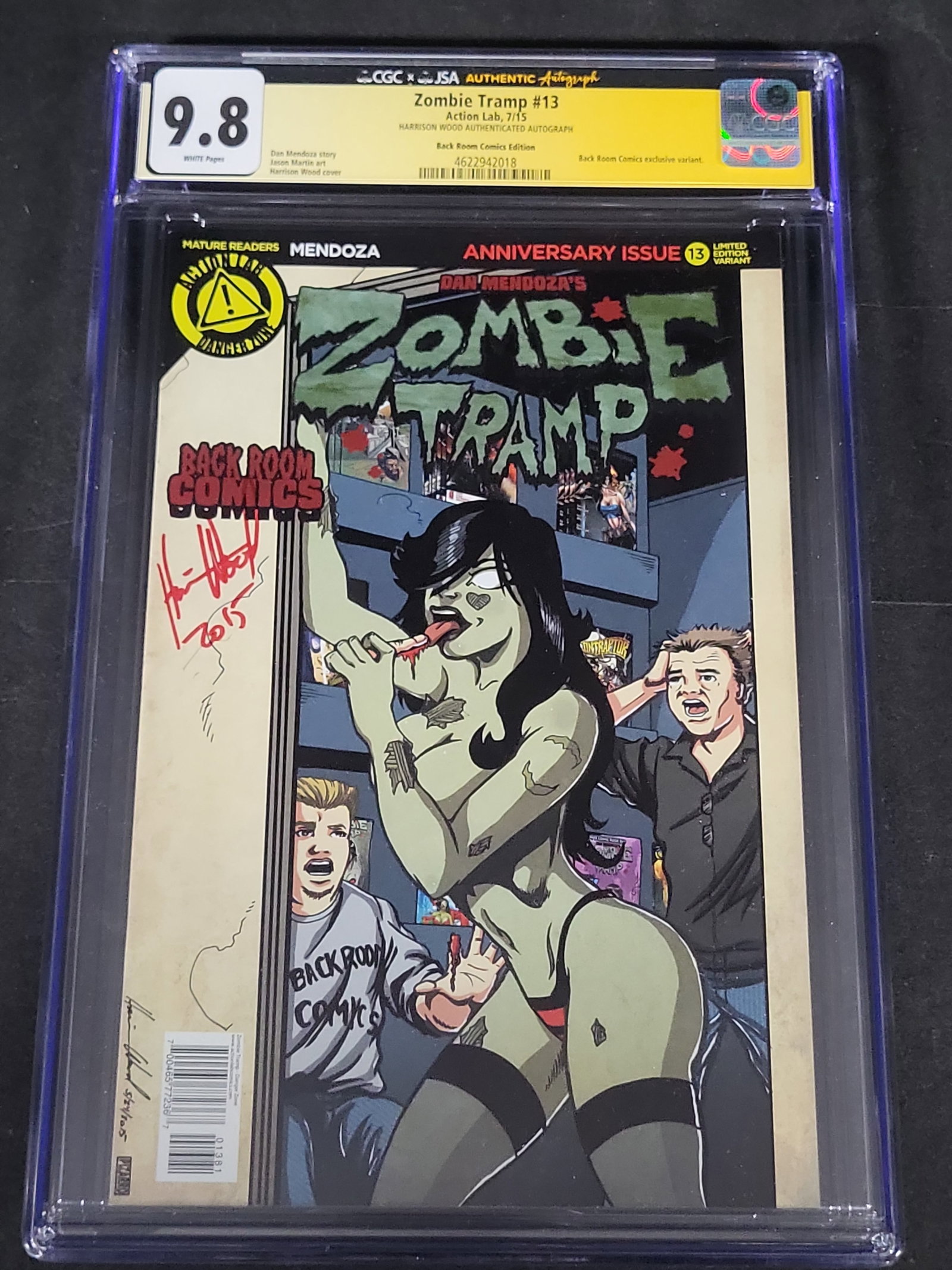 I03483 | Zombie Tramp #13 Back Room Comics Exclusive Variant CGC JSA 9.8 Signed by Harrison Wood (1 of 3)