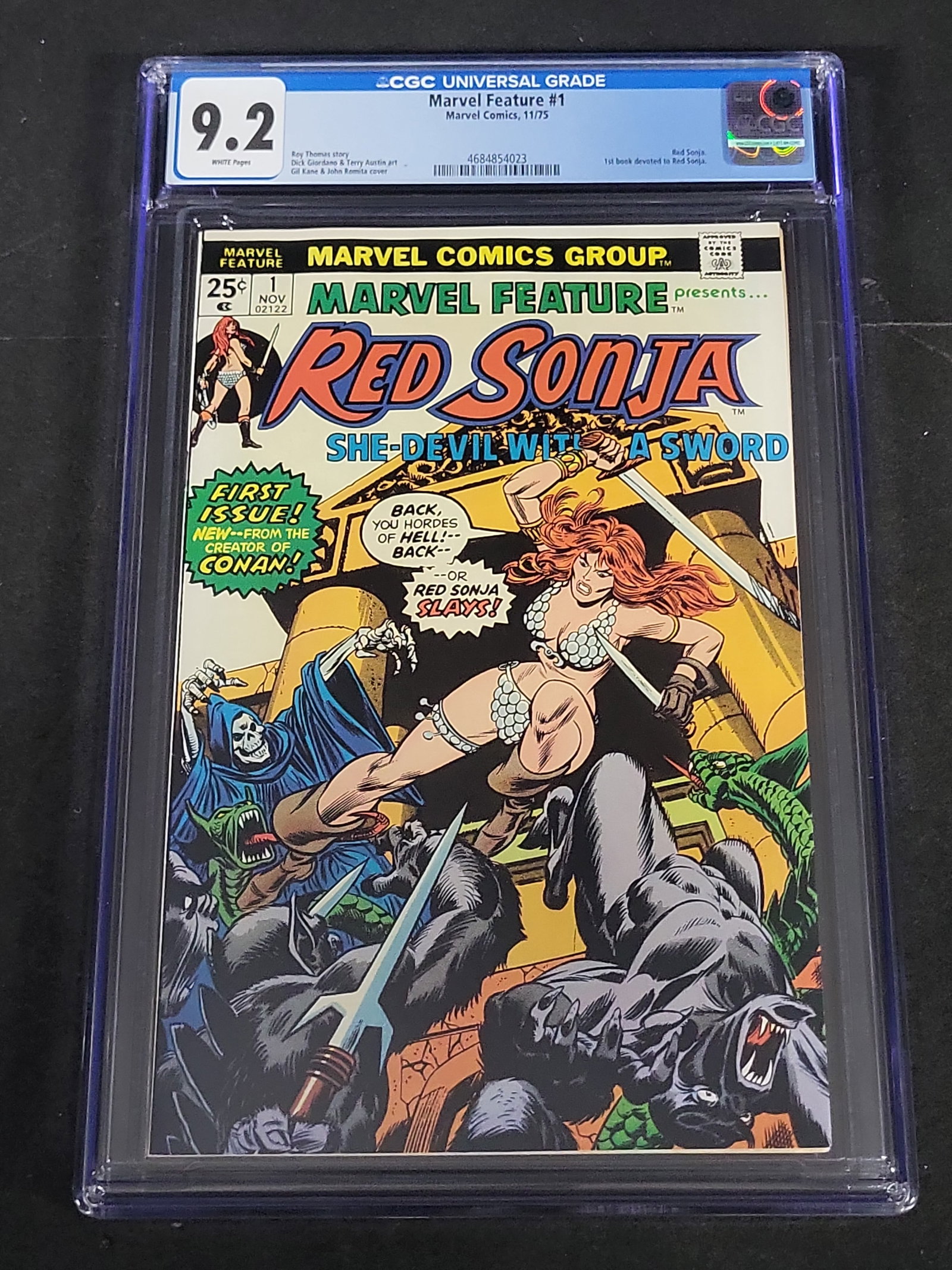 I03473 | Marvel Feature #1 CGC 9.2 White Pages Marvel Comics 1975 First Red Sonja Solo Title (1 of 3)