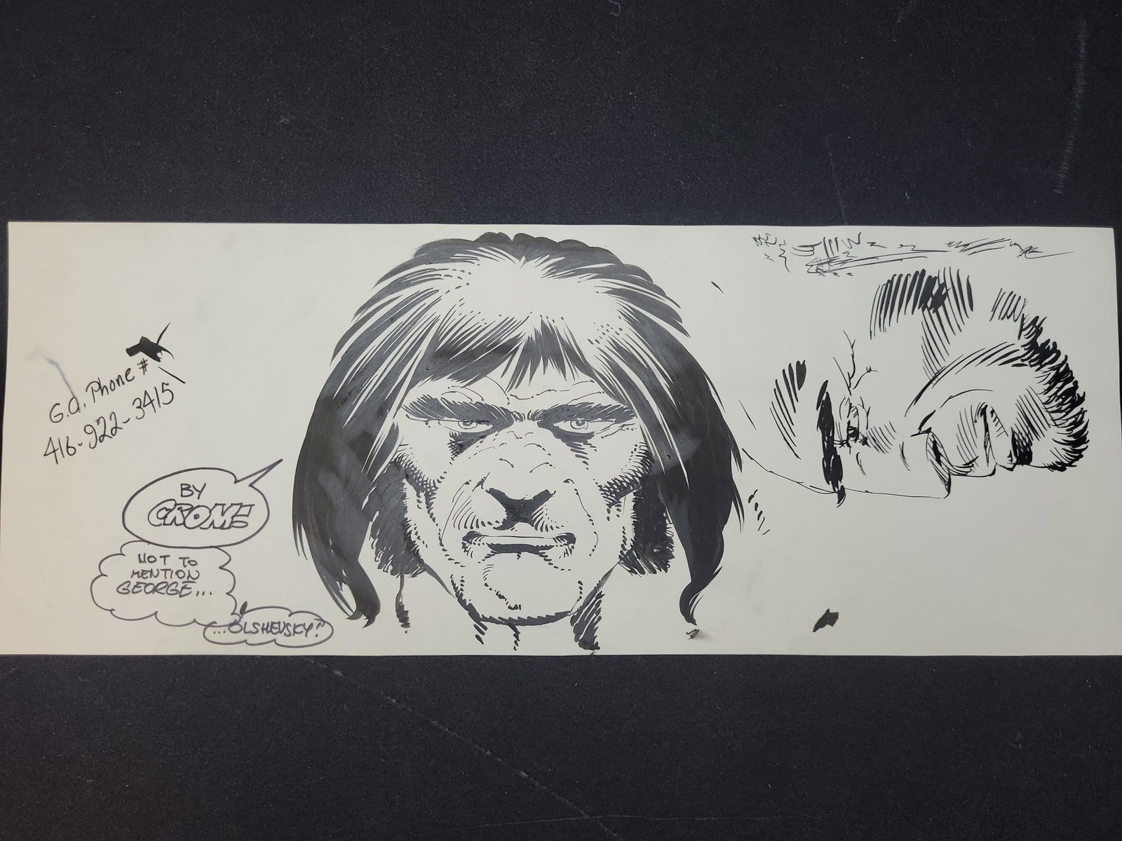 I03924 | Original Comic Art Pen and Ink Illustration of a Barbarian, Inscribed George Olshevsky (1 of 7)