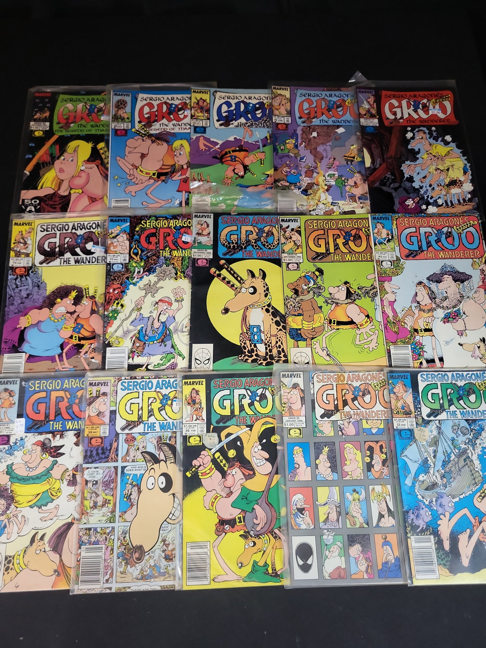 I03706 | A Collection of 15 Sergio Aragones Groo the Wanderer Comic Books Published by Marvel Epic (1 of 7)