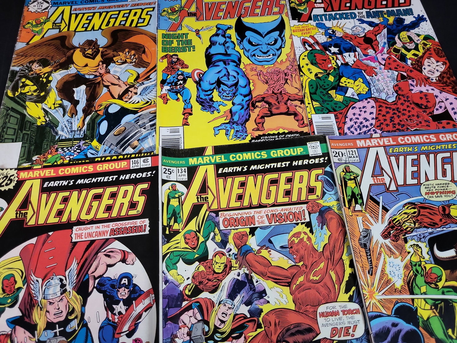 I03717 | A Collection of Six Marvel Comics Group The Avengers Comic Books Issues #121 to #179 (1 of 6)