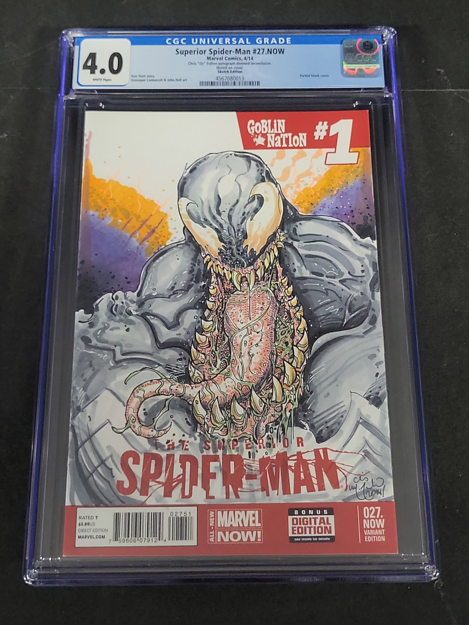 I03490 | Superior Spider-Man #27.NOW Sketch Edition Marvel Comics CGC 4.0 with Custom Art by Chris (1 of 2)
