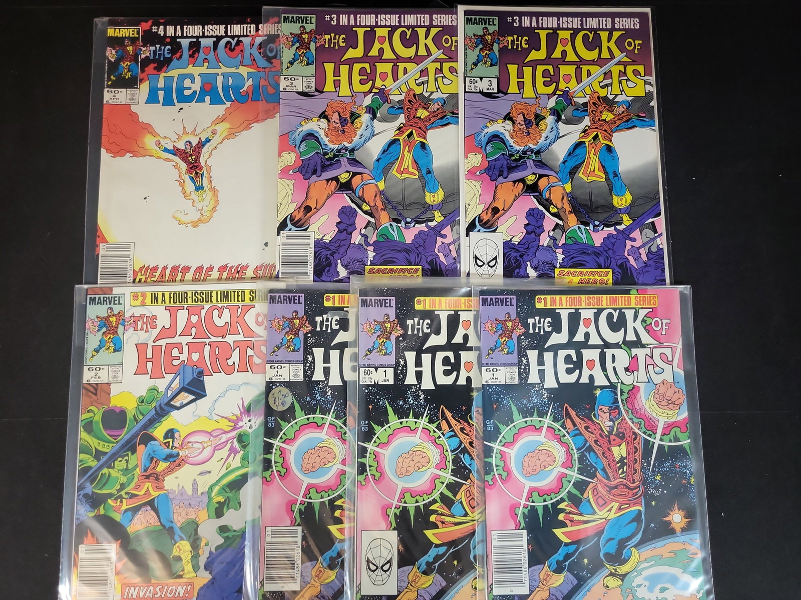 I03697 | A Collection of Seven Marvel Comics The Jack of Hearts Limited Series Issues: BID PER WHAT YOU SEE IN THE PHOTO, NOT THE AI GENERATED TITLES AND DESCRIPTIONS! A Collection of Seven Marvel Comics The Jack of Hearts Limited Series Issues This lot consists of seven vintage comic b