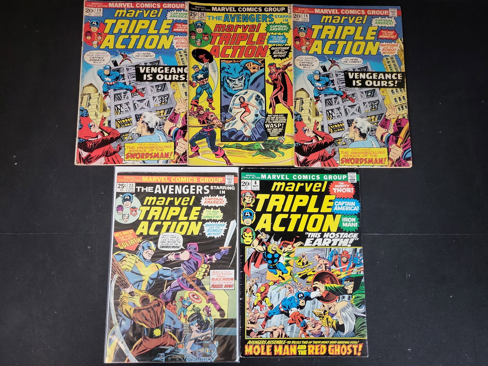 I03700 | A Collection of Five Marvel Triple Action Avengers Comic Books (1 of 4)