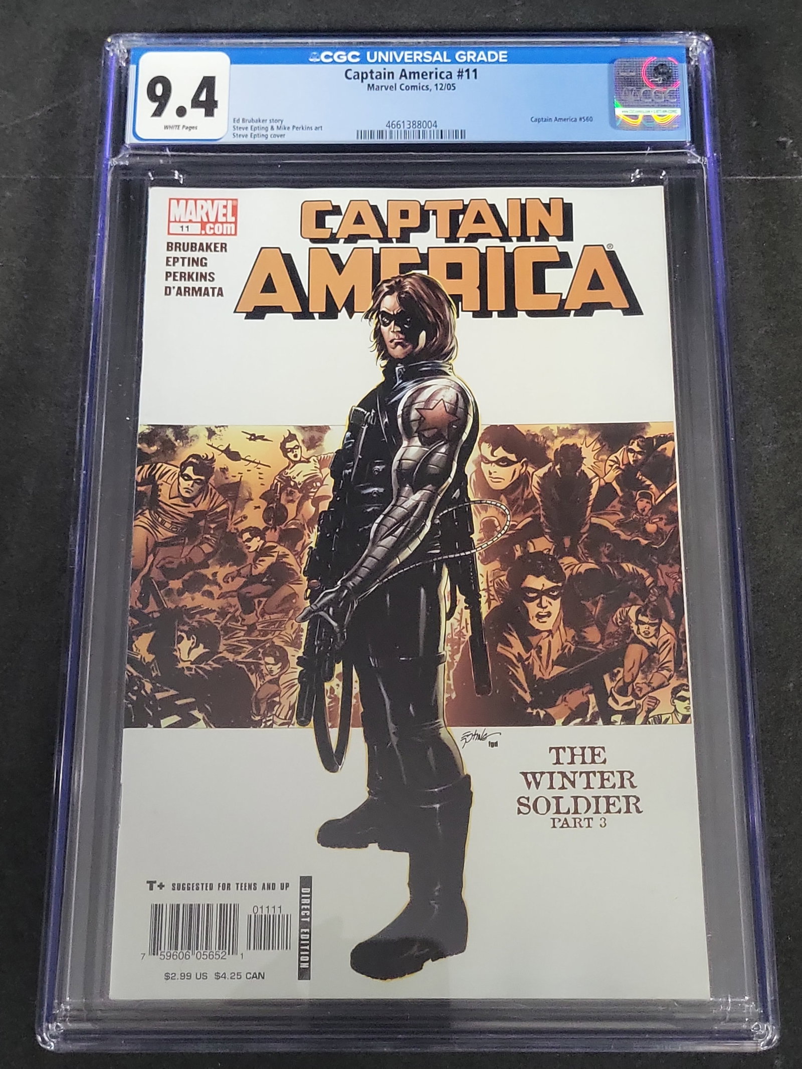 I03487 | Captain America #11 Marvel Comics 2005 CGC 9.4 White Pages Winter Soldier Origin Part 3 (1 of 2)