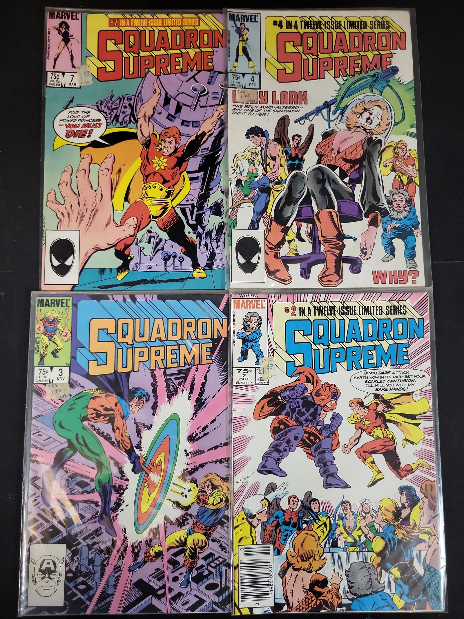 I03688 | A Group of Four Marvel Comics Squadron Supreme Issues 2 3 4 and 7 Limited Series 1985-1986 (1 of 3)