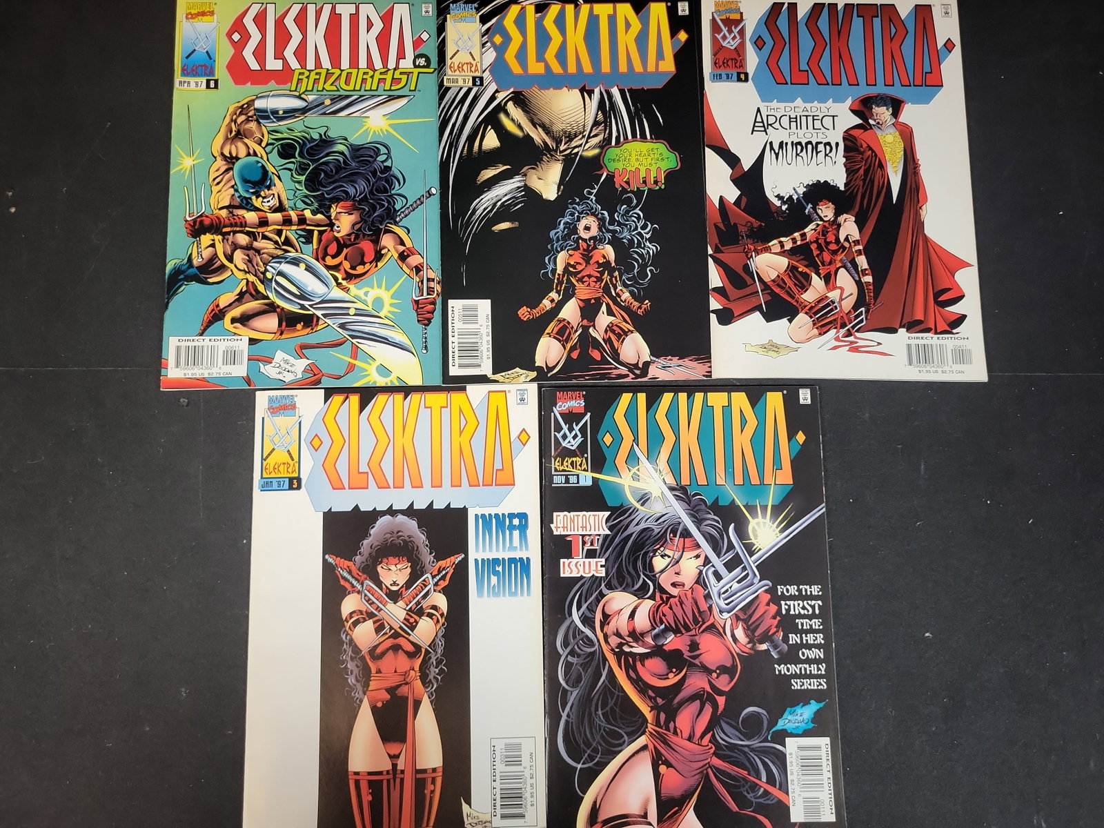 I03704 | A Collection of Five Marvel Comics Elektra Comic Books Including Issue #1 (1 of 4)