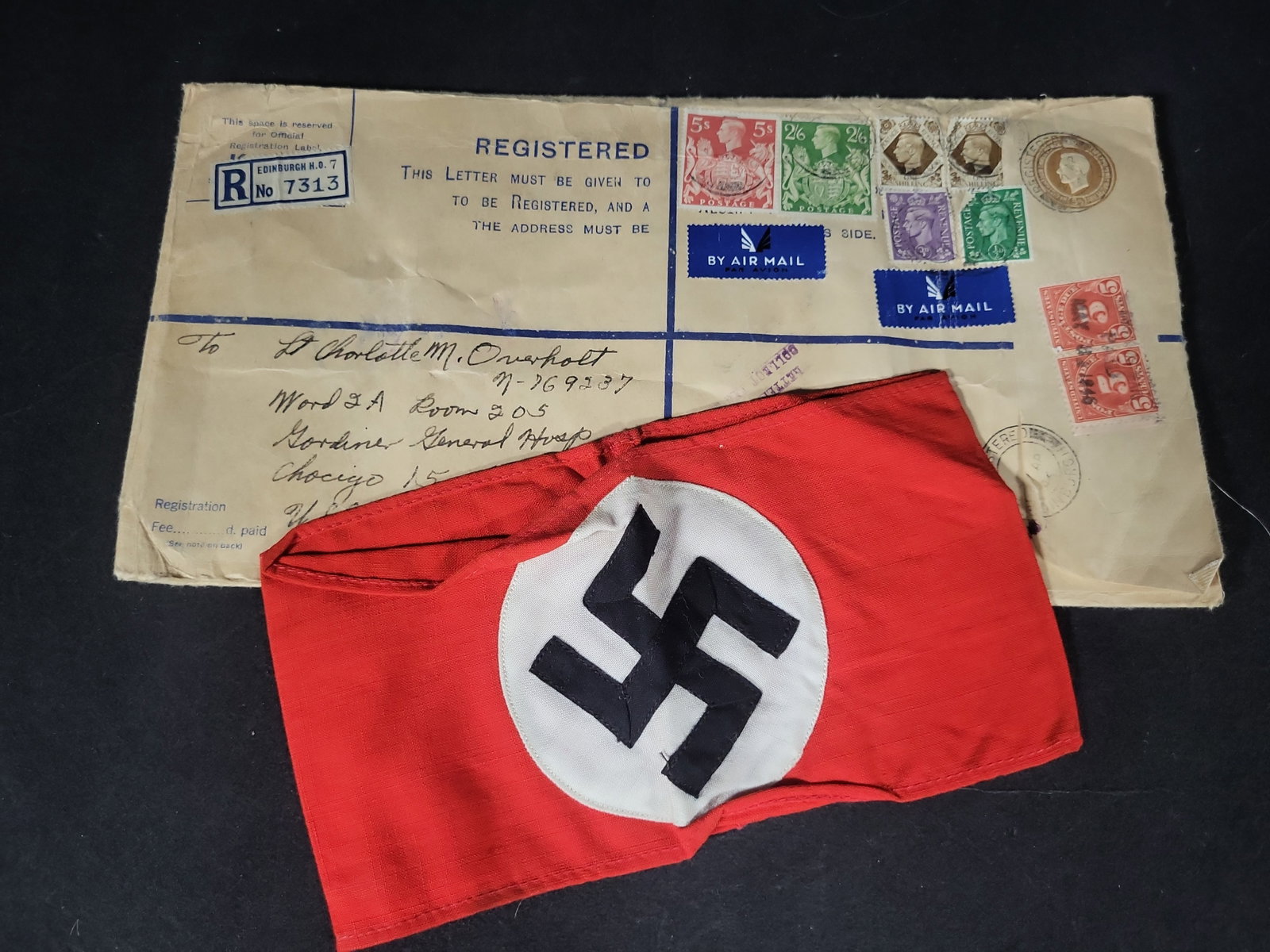 I03194 | Two WWII Items Including a German NSDAP Armband and Registered Shipping Envelope (1 of 7)