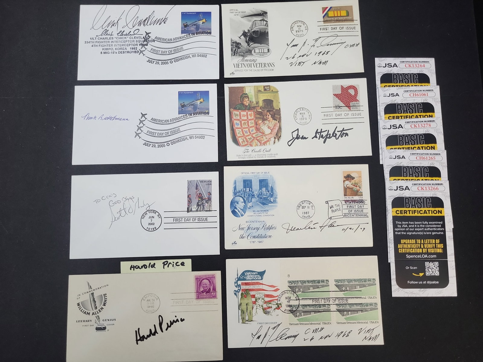 I03361 | Group of (8) Autographed US First Day Covers and Philatelic Envelopes with JSA (1 of 7)