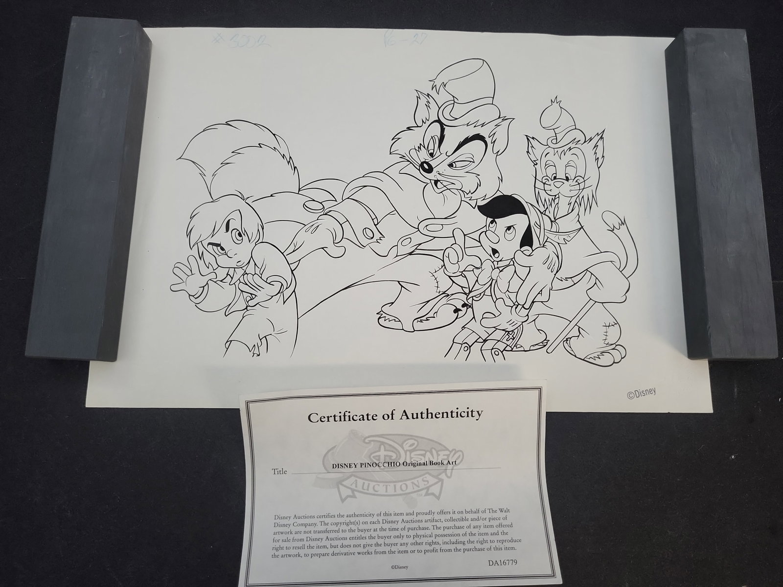 I04113 | Disney Pinocchio Original Book Art: IMPORTANT â€“ PLEASE REVIEW BEFORE BIDDING: Aeron House makes every effort to accurately identify and describe each lot; however, titles and descriptions may contain errors, omissions, or AI-a
