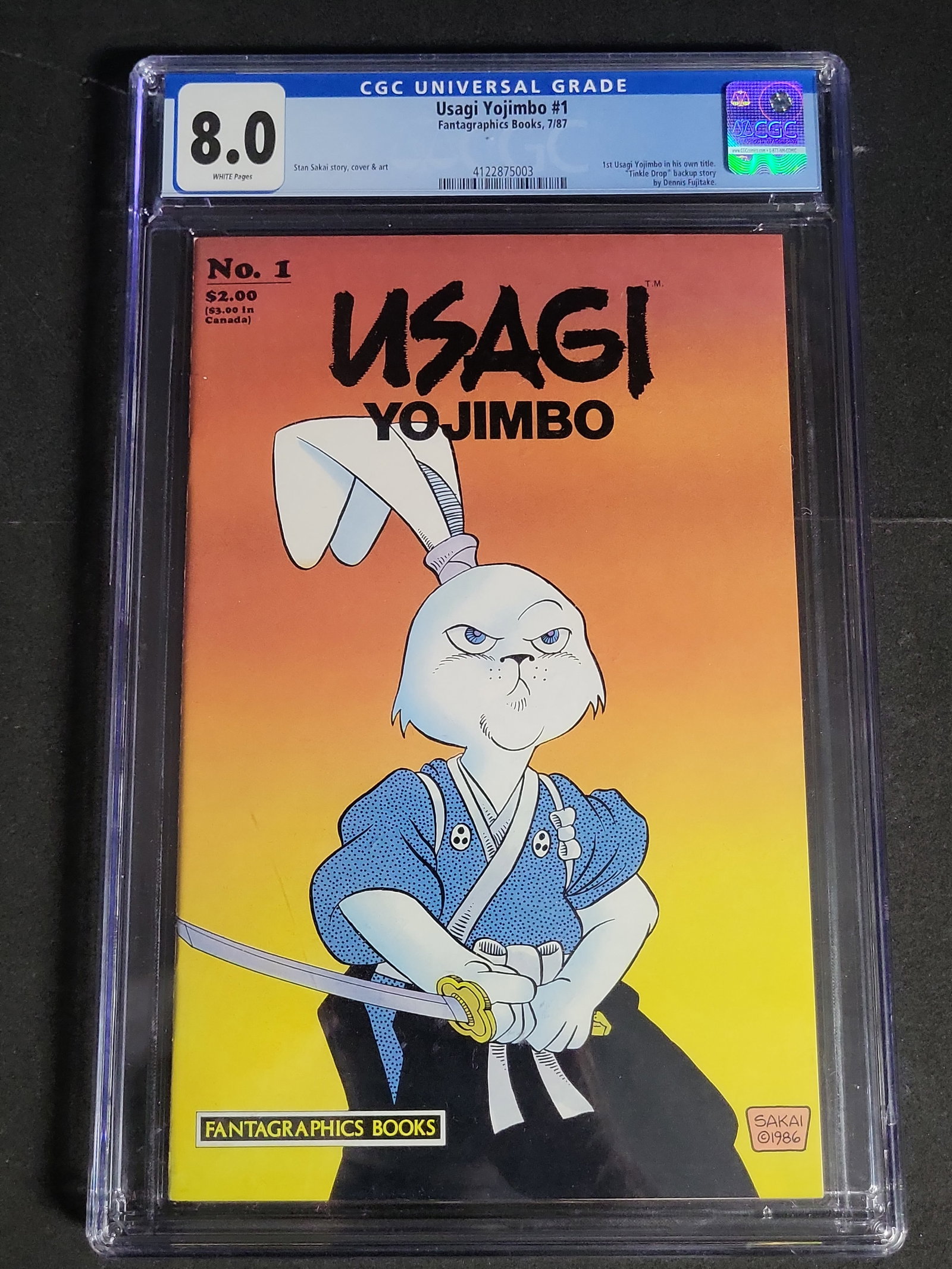 I04150 | CGC Graded Usagi Yojimbo #1 Comic: IMPORTANT â€“ PLEASE REVIEW BEFORE BIDDING: Aeron House makes every effort to accurately identify and describe each lot; however, titles and descriptions may contain errors, omissions, or AI-a